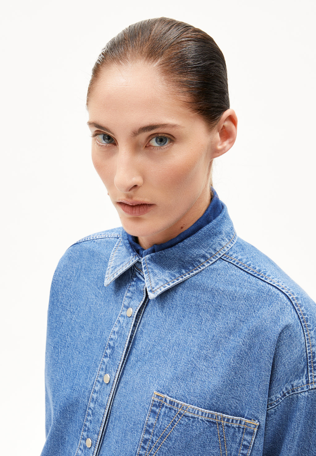 Nalaani Denim Blouse Sea Foam