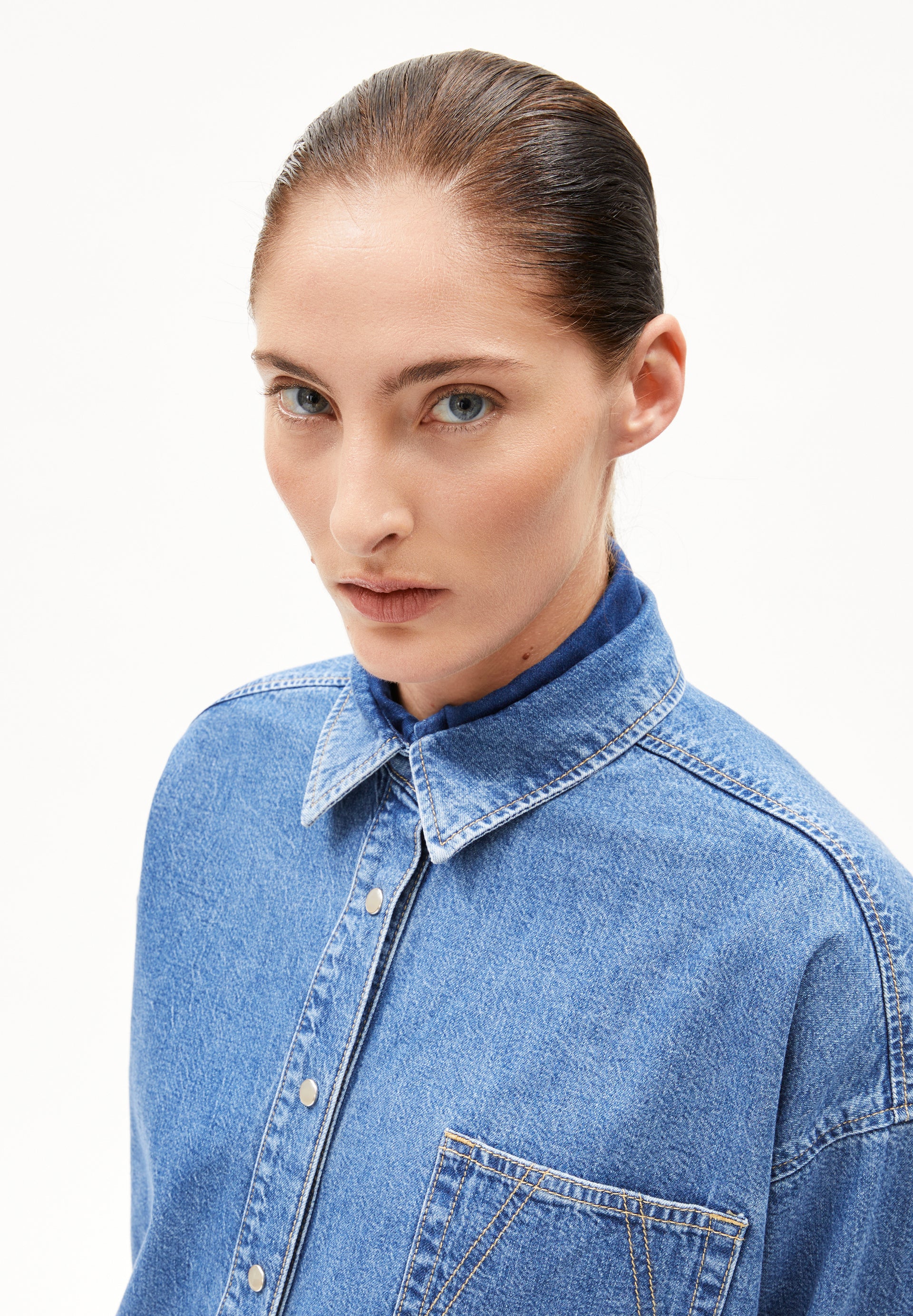 Nalaani Denim Blouse Sea Foam