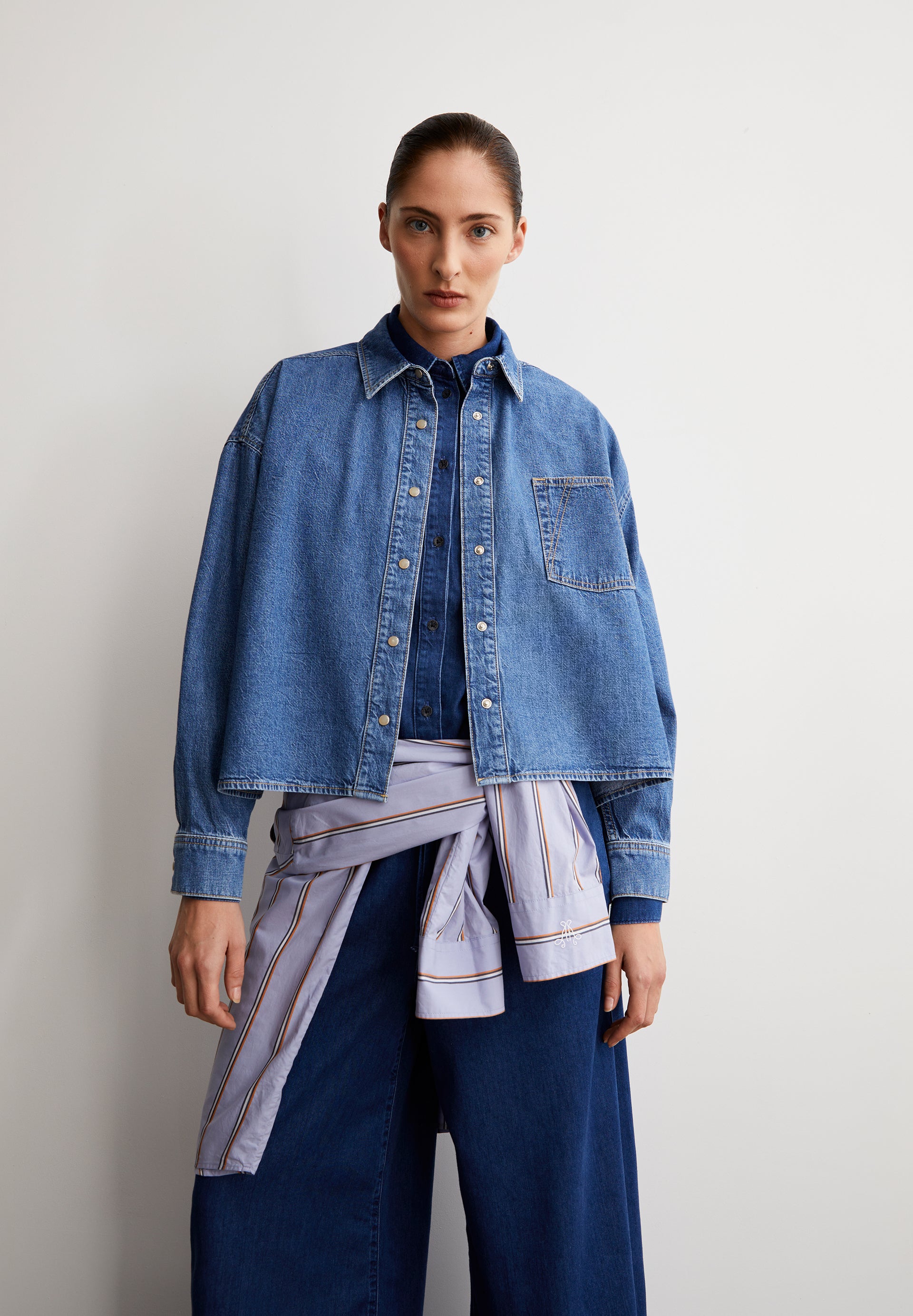 Nalaani Denim Blouse Sea Foam