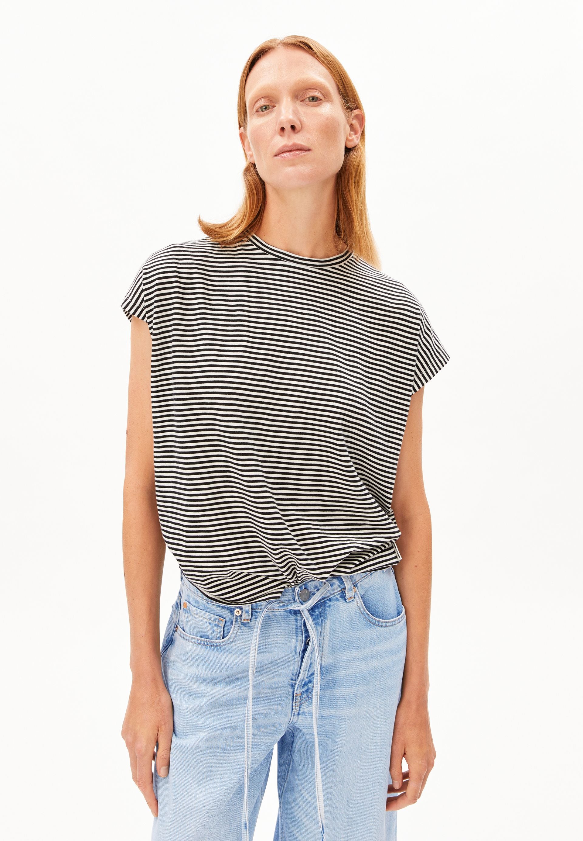Slub Jersey Stripe T-Shirt Black-Oatmilk