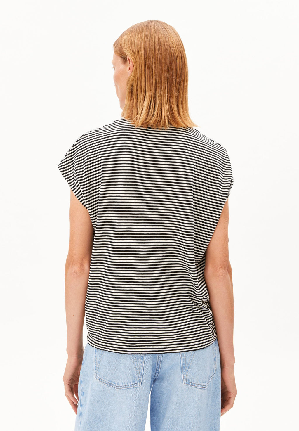 Slub Jersey Stripe T-Shirt Black-Oatmilk