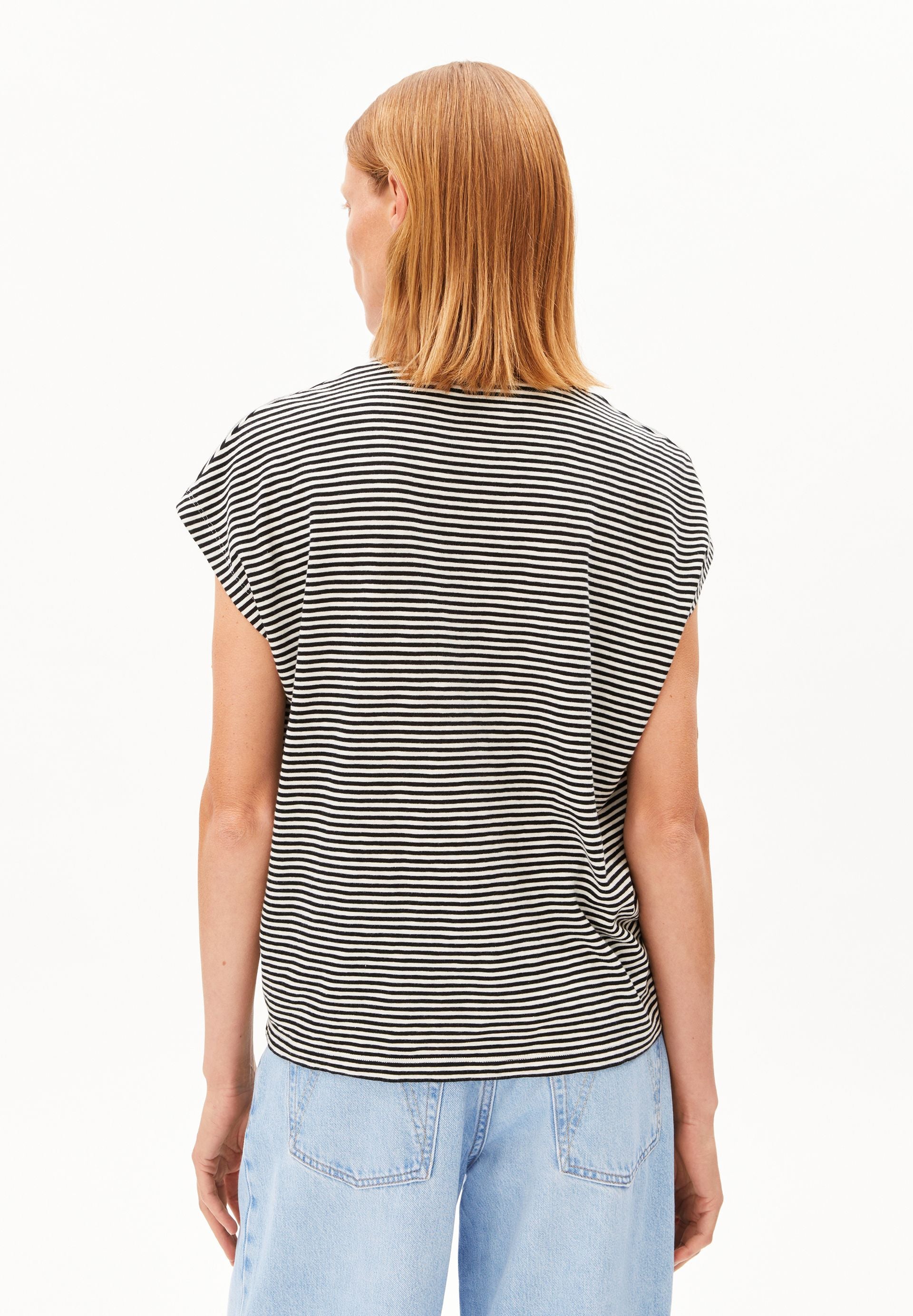 Slub Jersey Stripe T-Shirt Black-Oatmilk