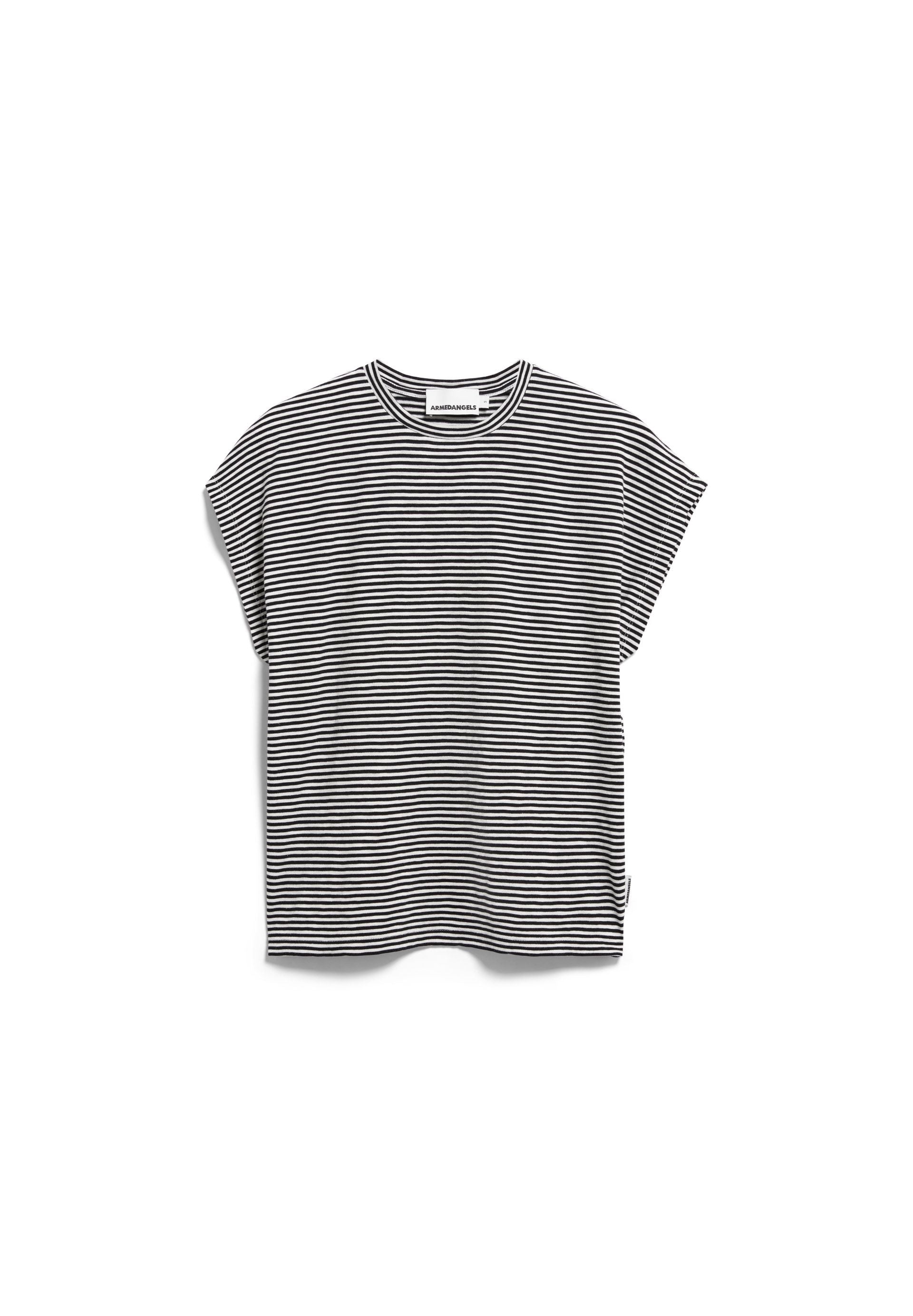 Slub Jersey Stripe T-Shirt Black-Oatmilk