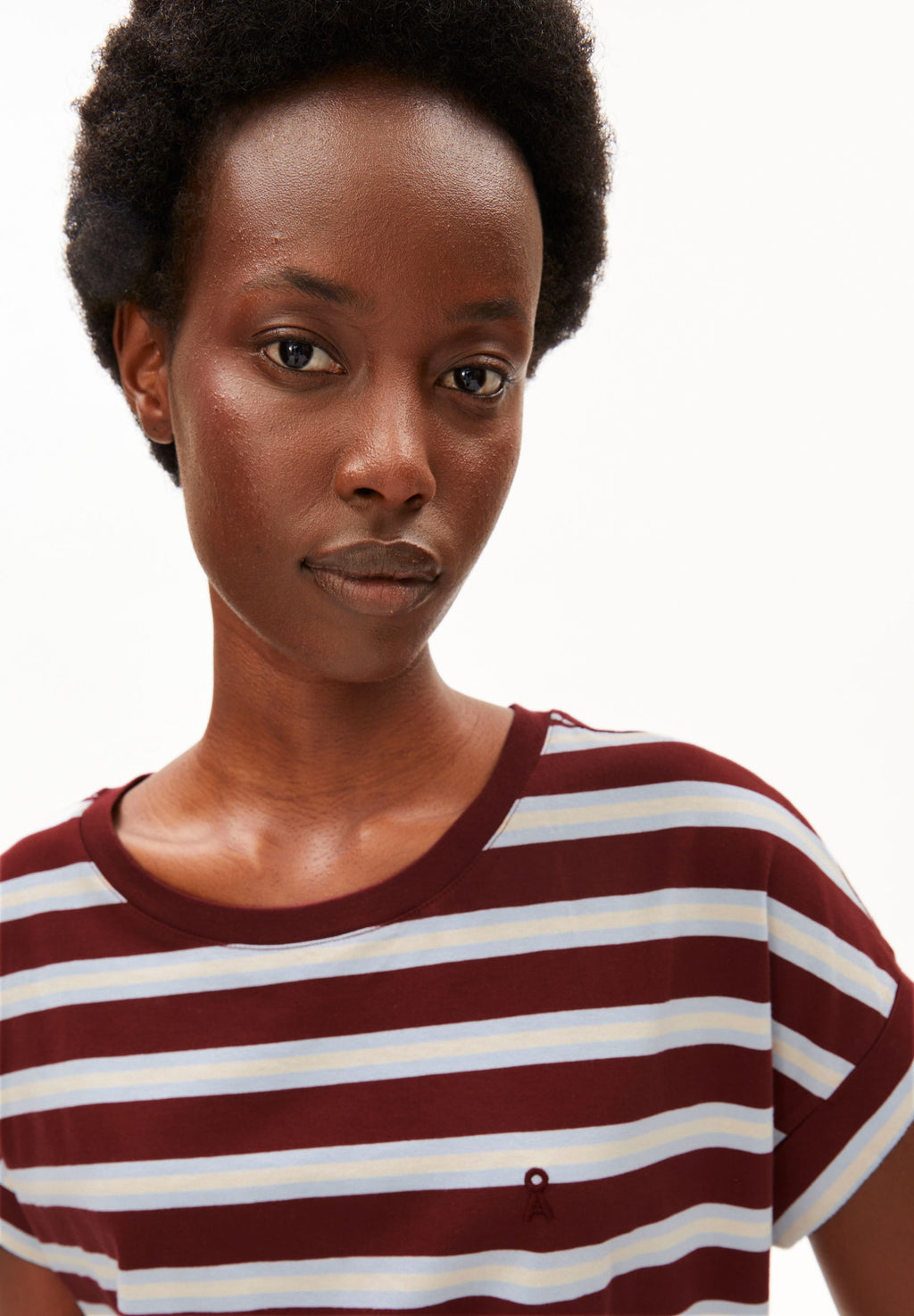 Idaara Stripe T-Shirt Velvet Red-Soft Blue-Undyed