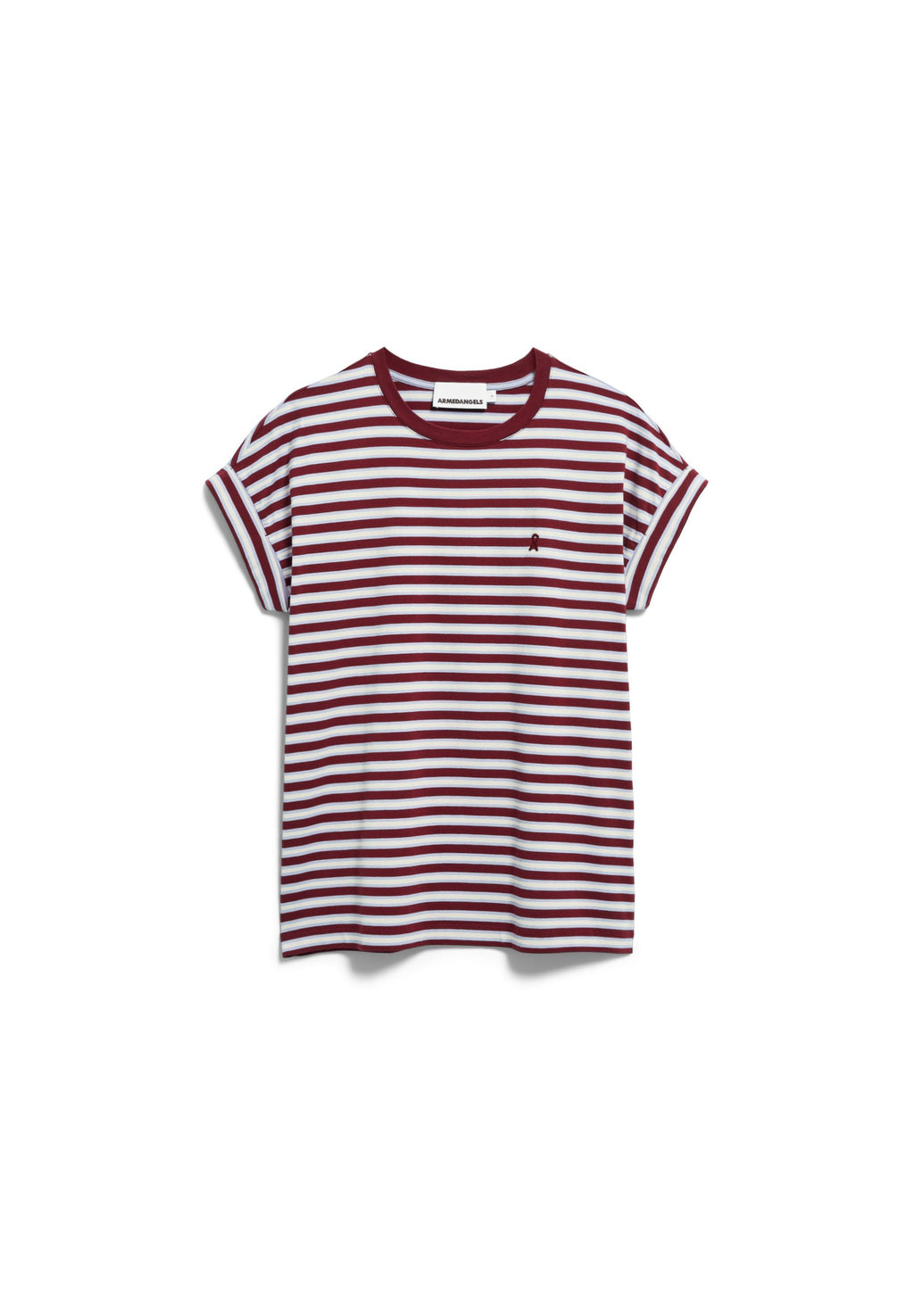 Idaara Stripe T-Shirt Velvet Red-Soft Blue-Undyed