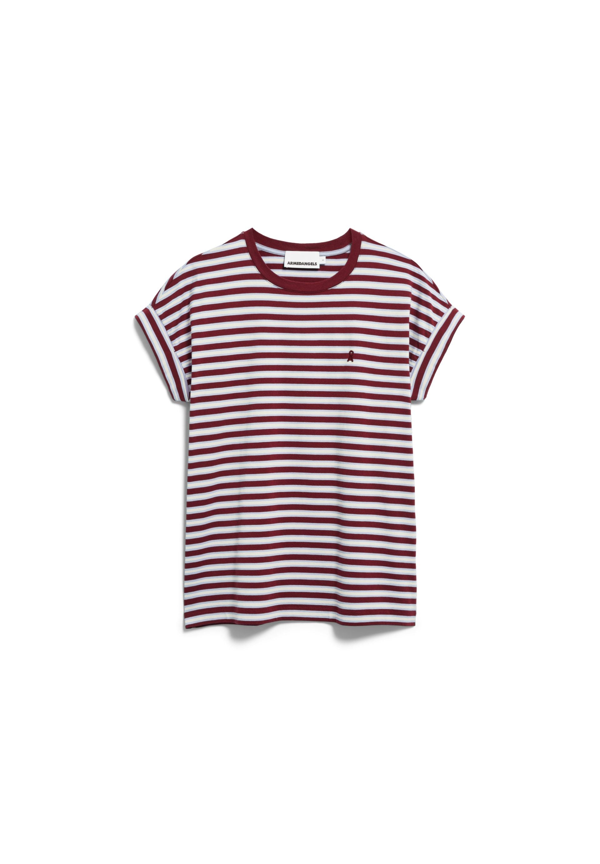 Idaara Stripe T-Shirt Velvet Red-Soft Blue-Undyed