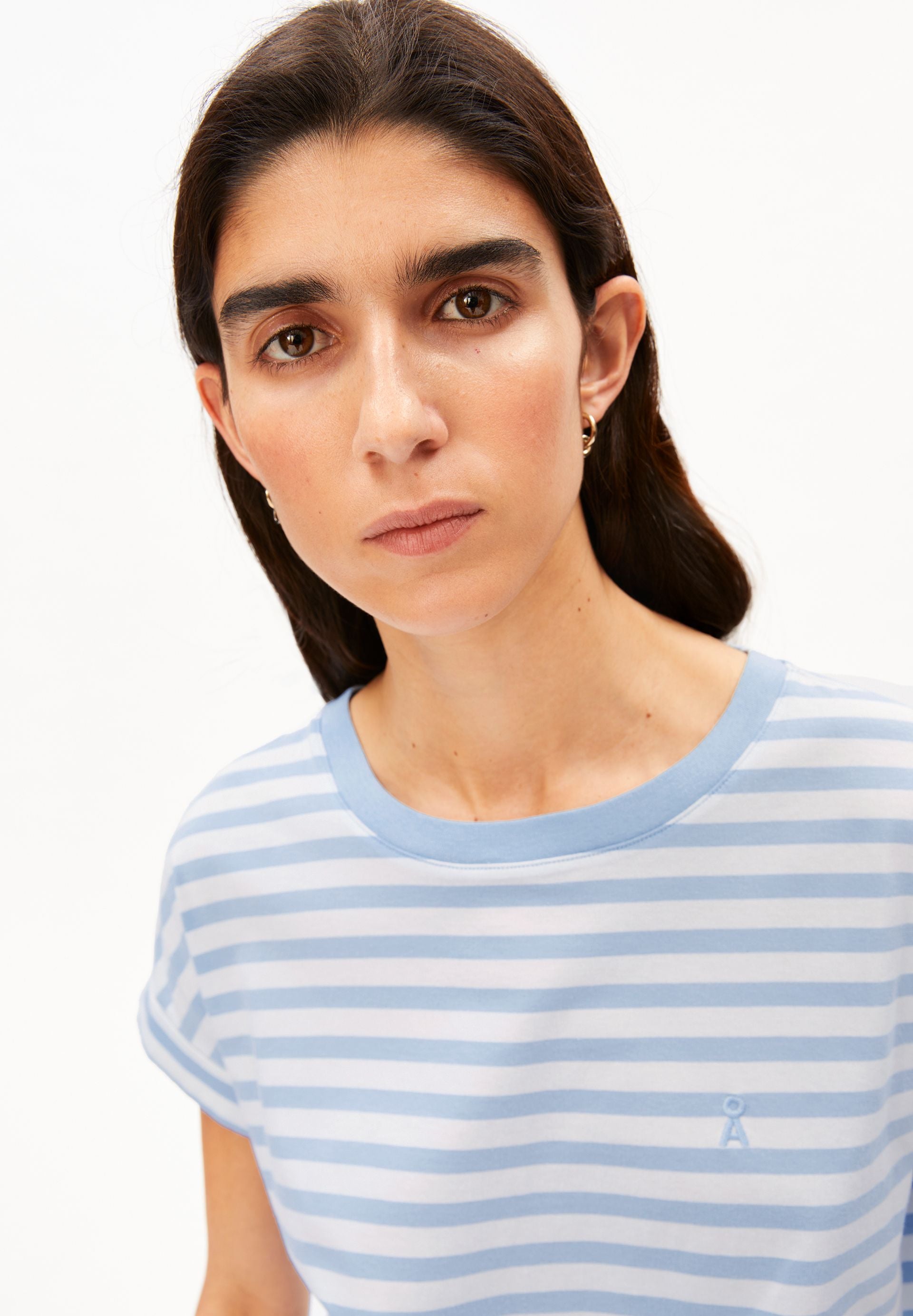 Idaara Stripe T-Shirt White-Soft Blue