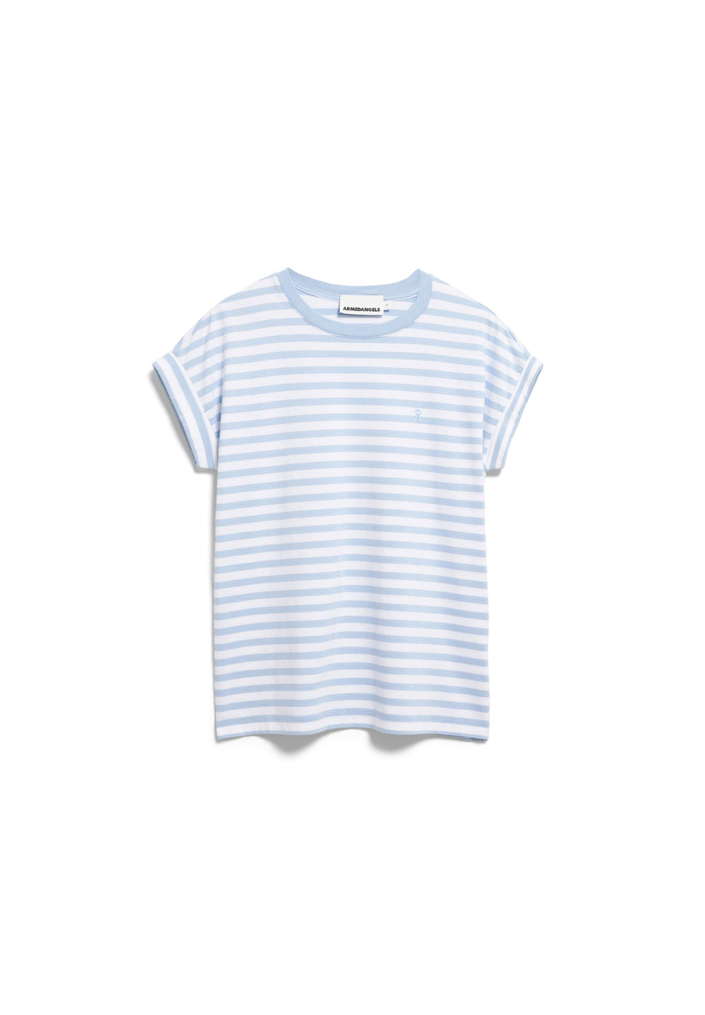 Idaara Stripe T-Shirt White-Soft Blue