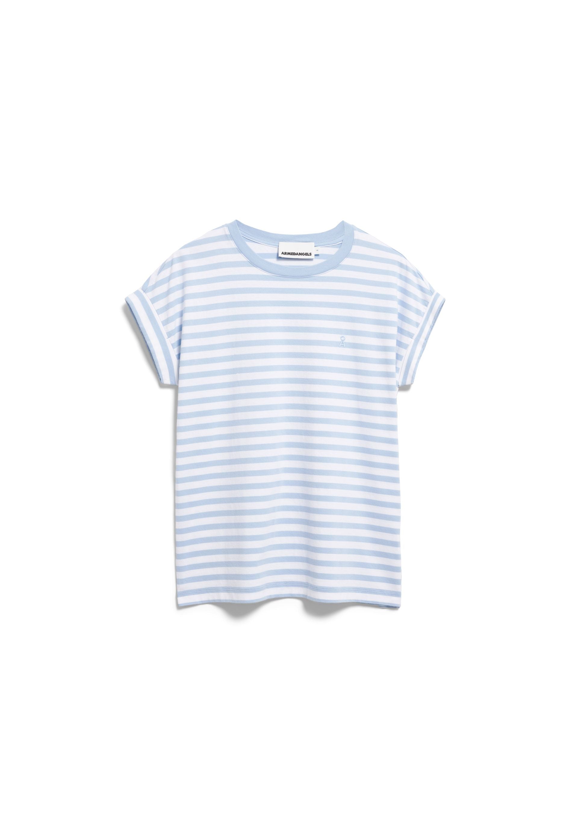 Idaara Stripe T-Shirt White-Soft Blue