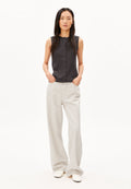 Rib Button Top Dark Steel