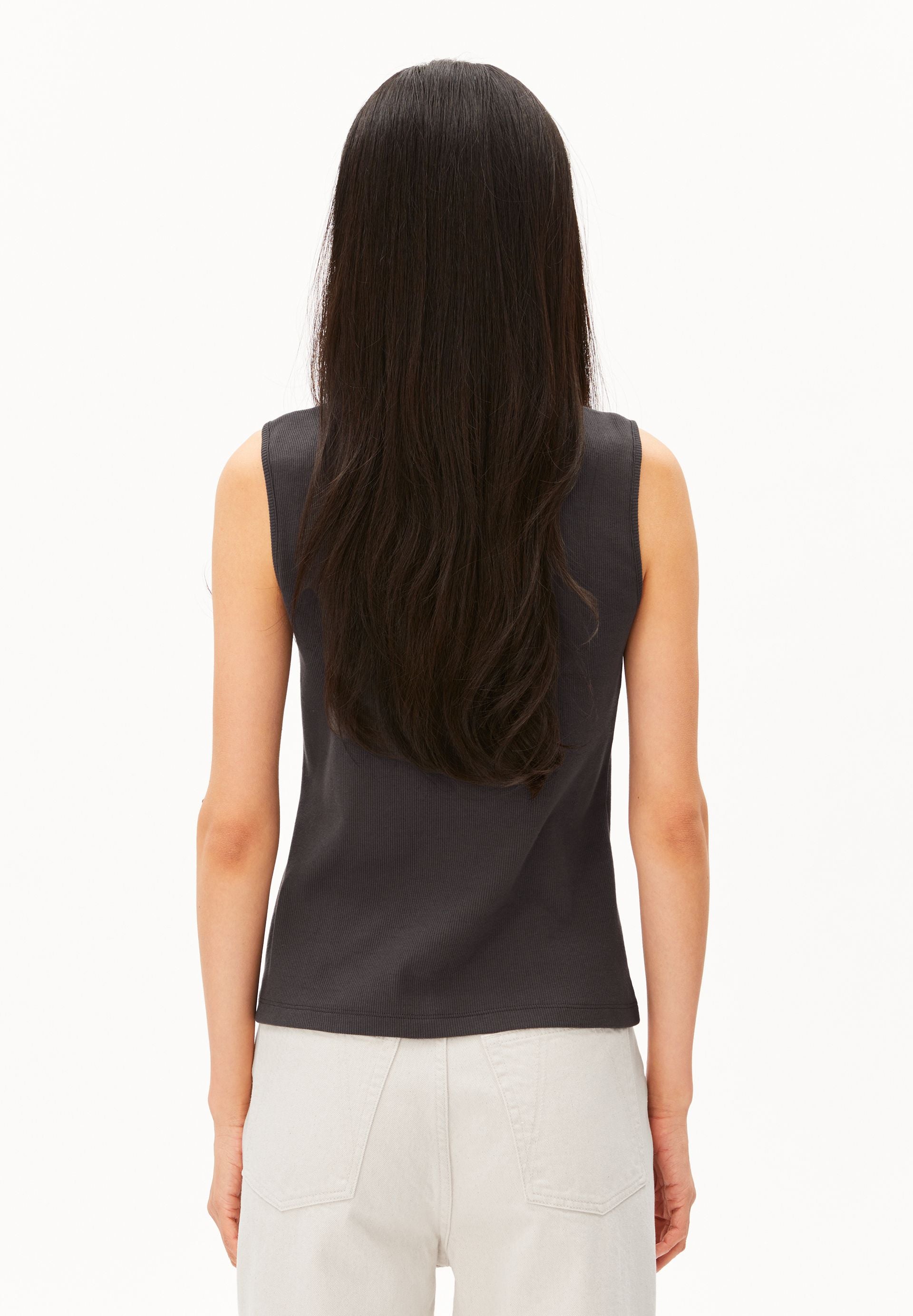 Rib Button Top Dark Steel