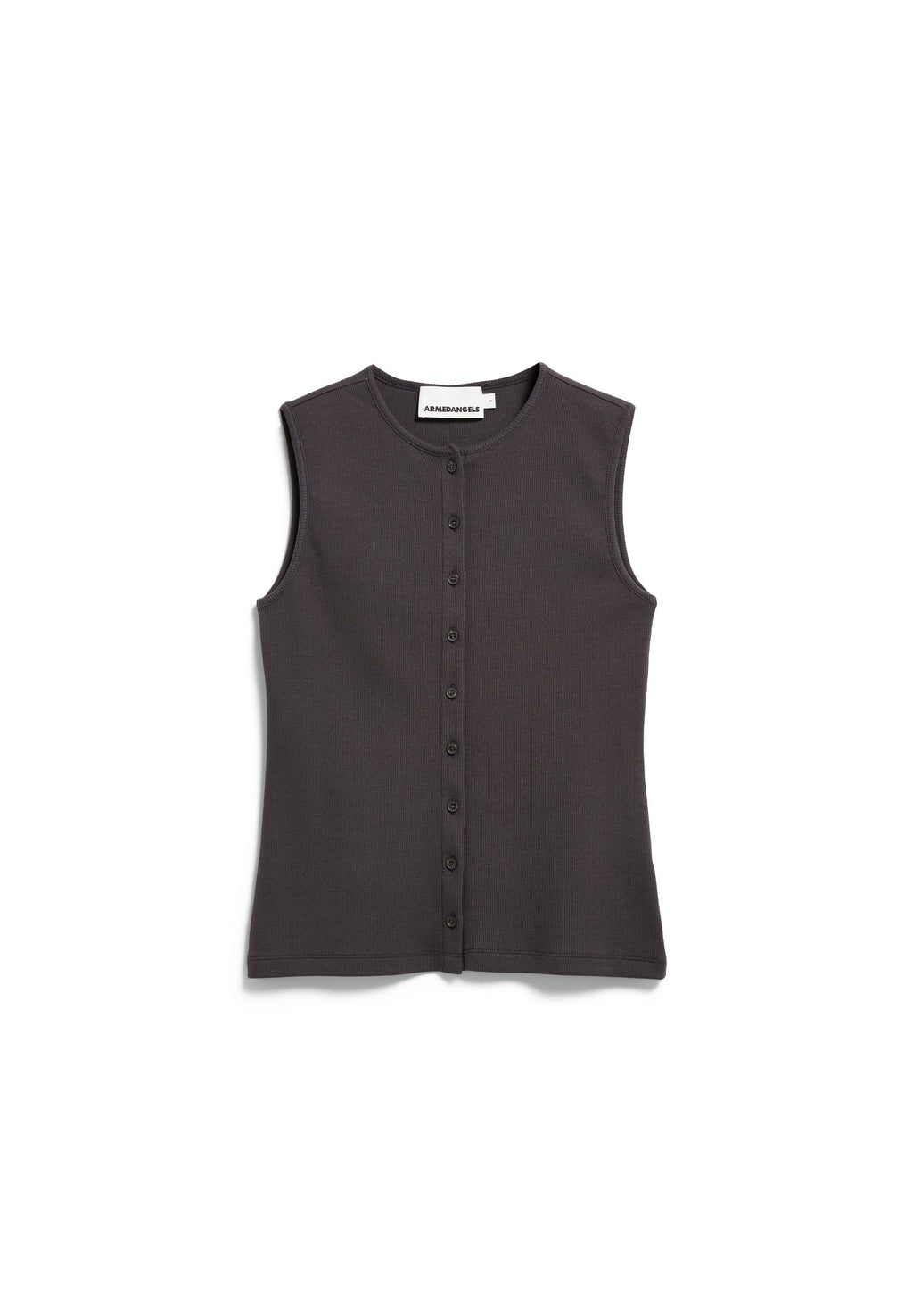 Rib Button Top Dark Steel