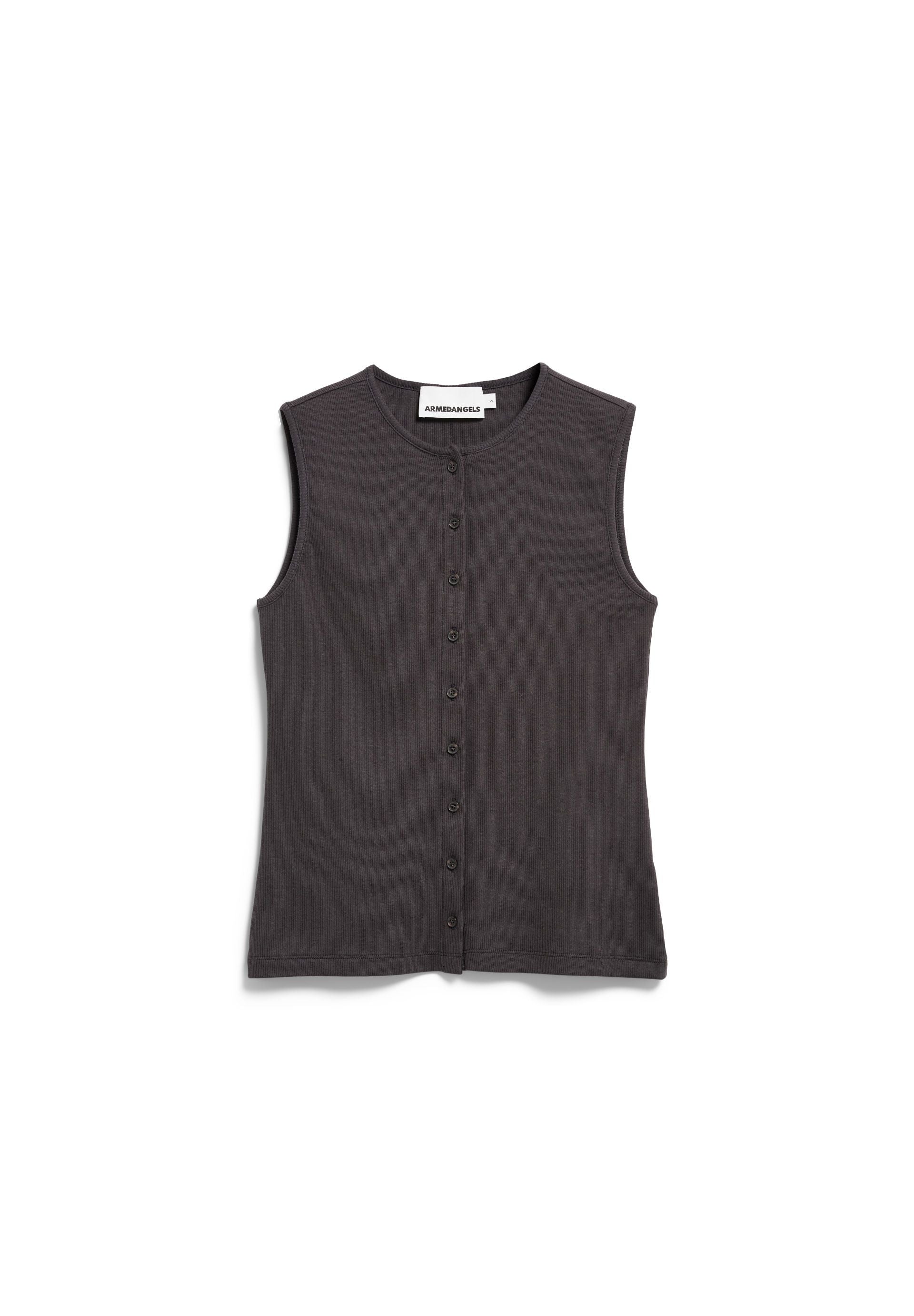 Rib Button Top Dark Steel