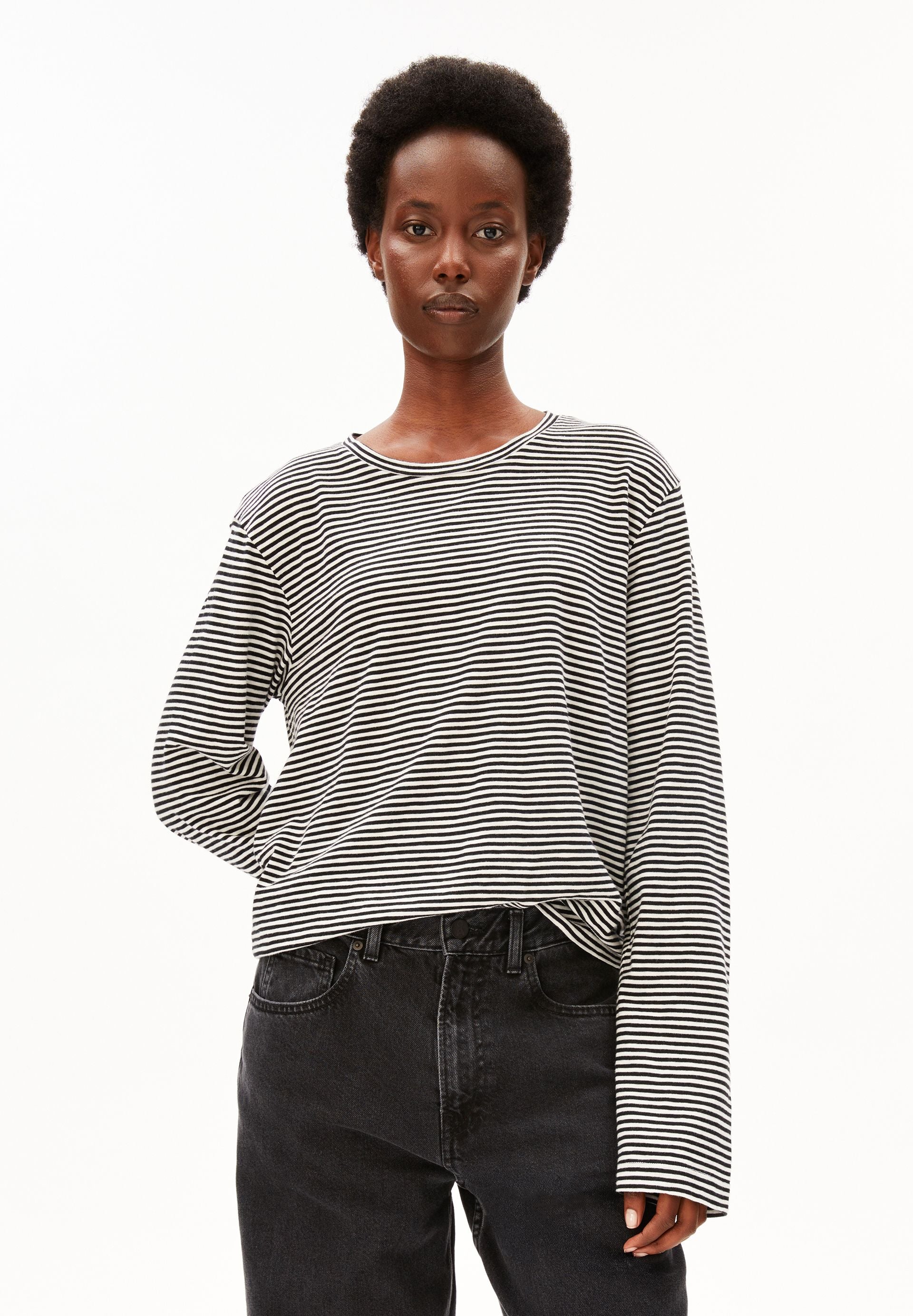 Slub Jersey Stripe Longsleeve Black-Oatmilk