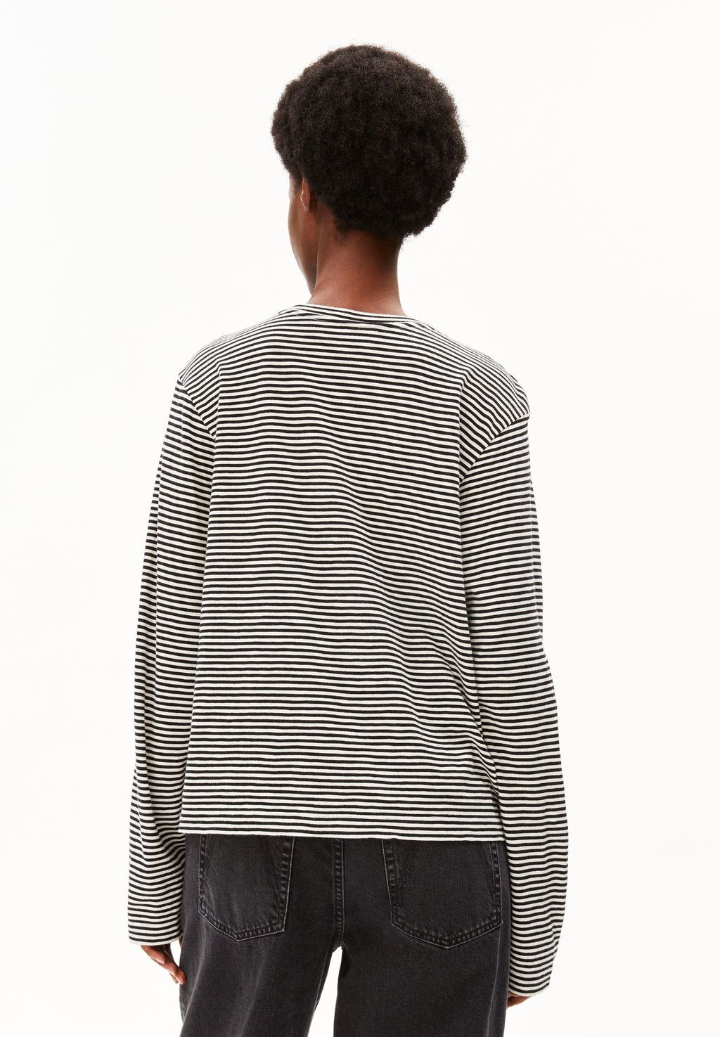 Slub Jersey Stripe Longsleeve Black-Oatmilk