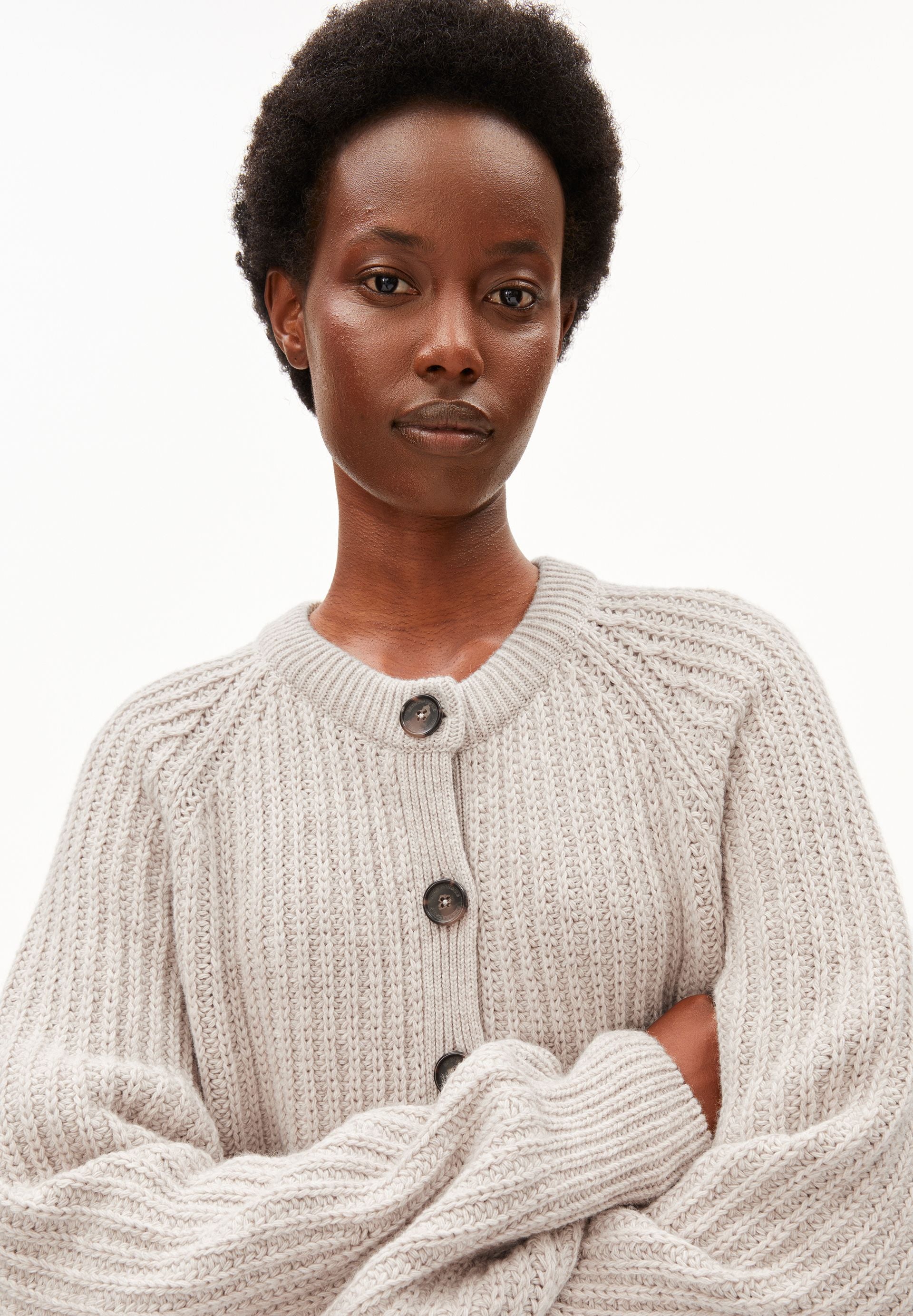 Rib Knit Cardigan Honey Melange