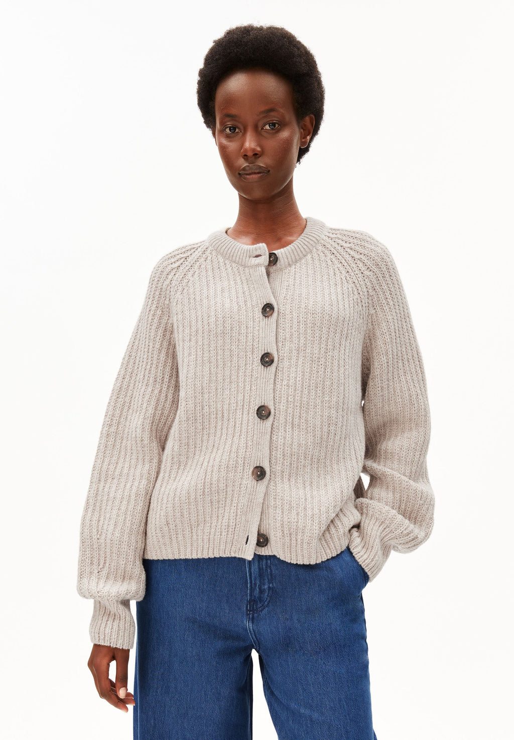 Rib Knit Cardigan Honey Melange