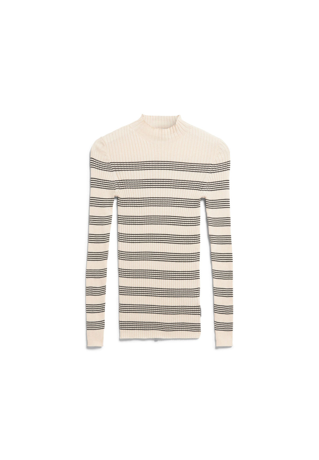 Alaania Striped Knit Sweater Oatmilk-Black