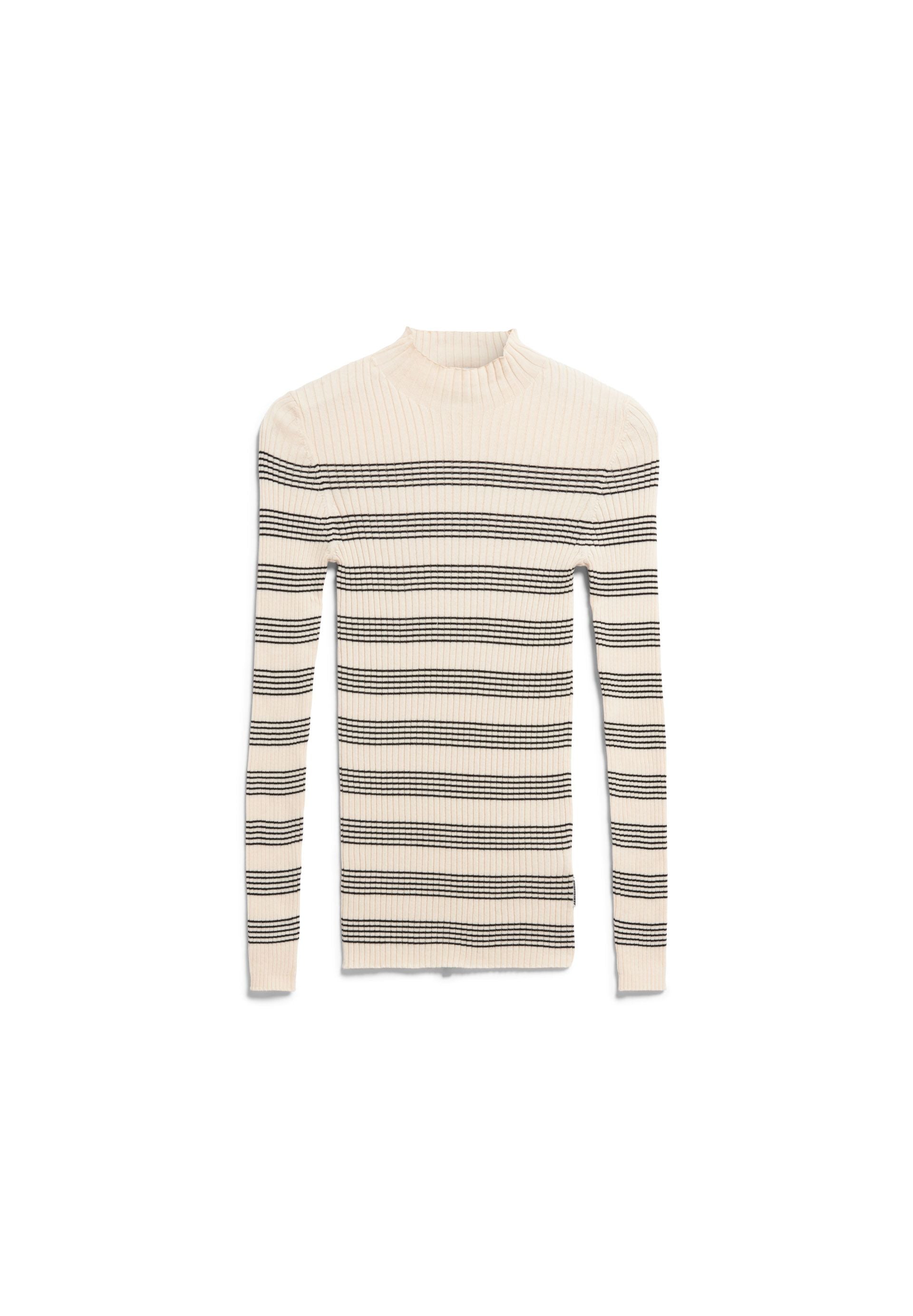 Alaania Striped Knit Sweater Oatmilk-Black