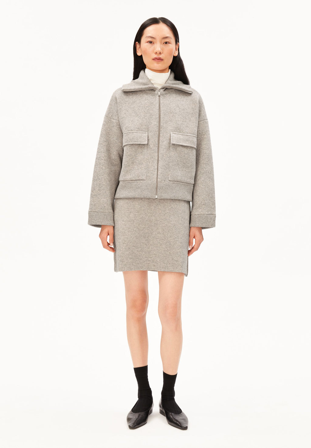 Cotton-Wool Mini Knit Skirt Dark Honey Melange
