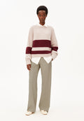 Rib Striped Knit Sweater Honey Melange-Velvet Red