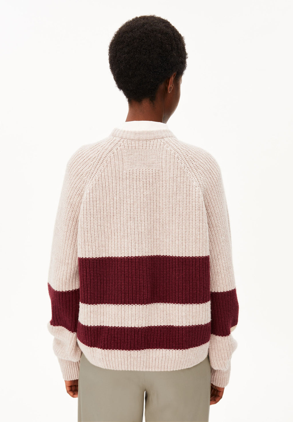 Rib Striped Knit Sweater Honey Melange-Velvet Red
