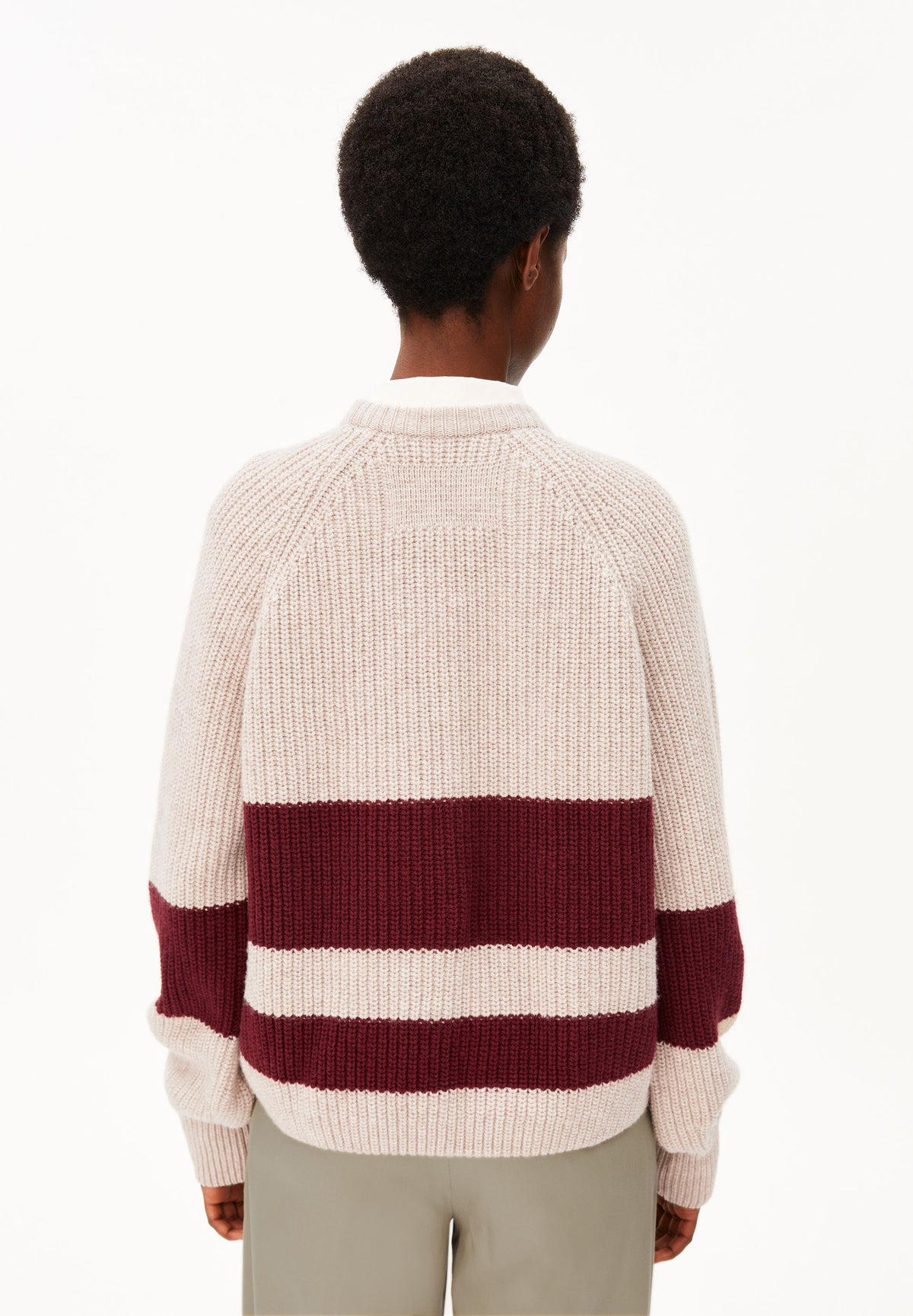 Rib Striped Knit Sweater Honey Melange-Velvet Red