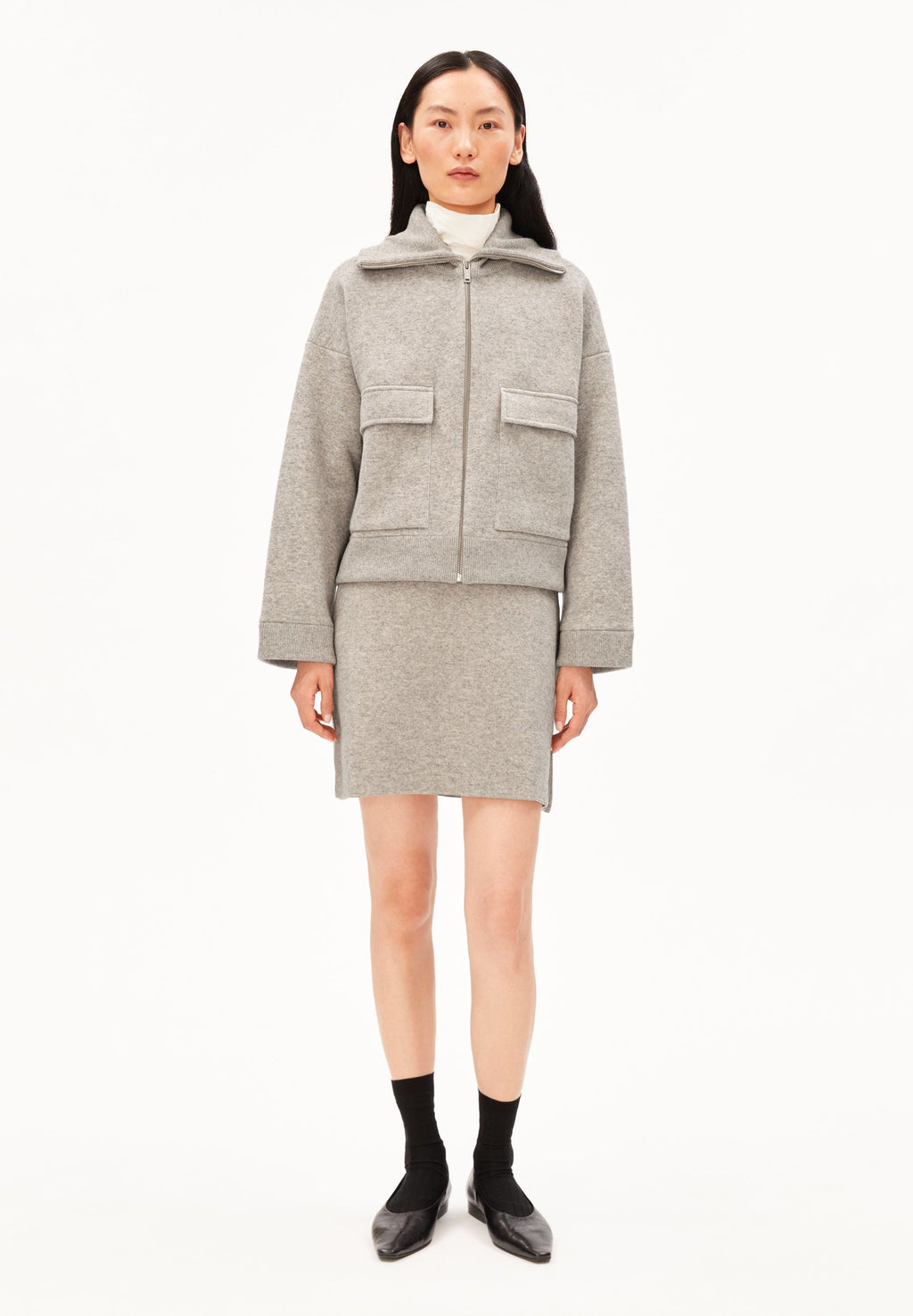 Cotton-Wool Knit Jacket Dark Honey Melange