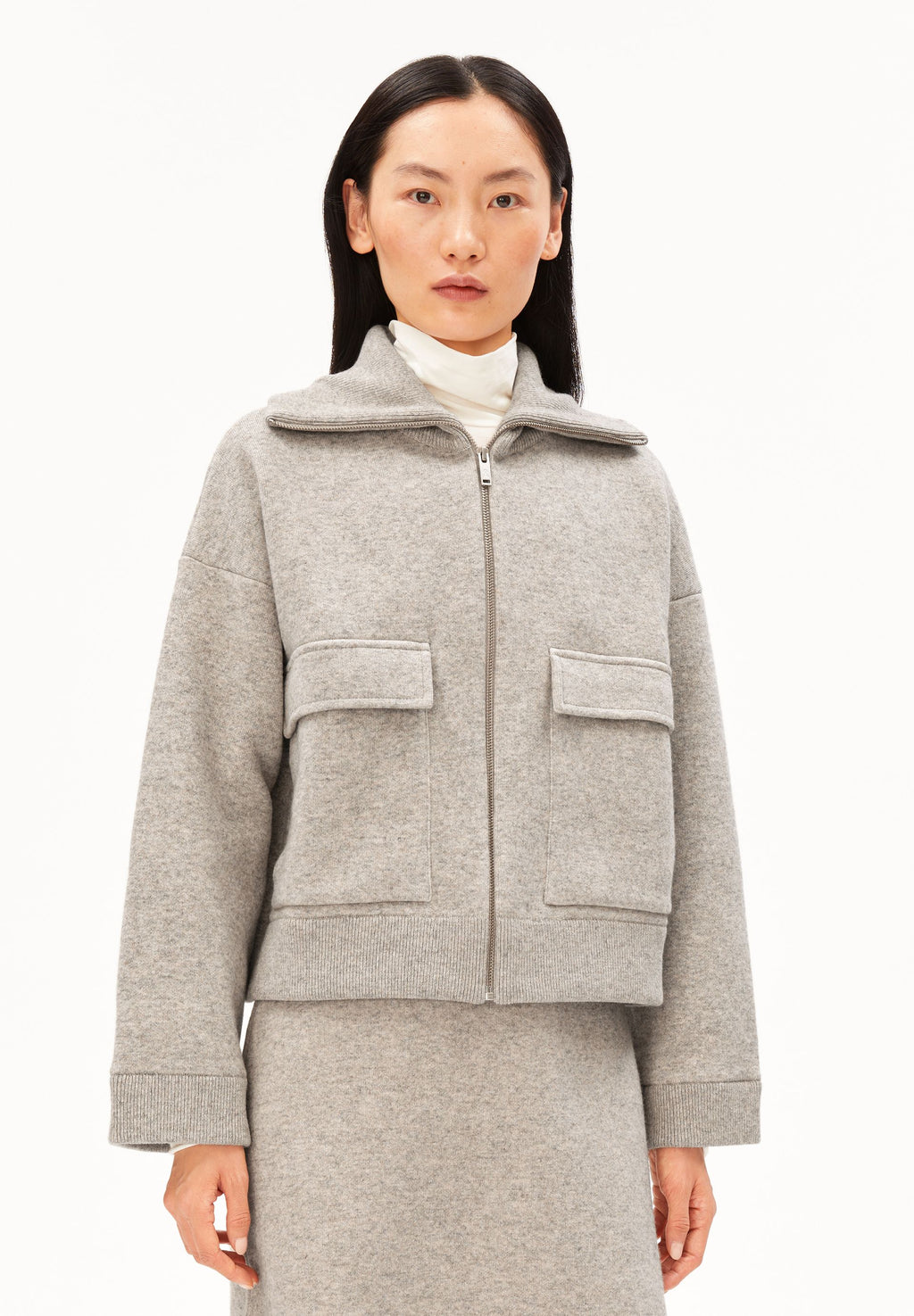 Cotton-Wool Knit Jacket Dark Honey Melange