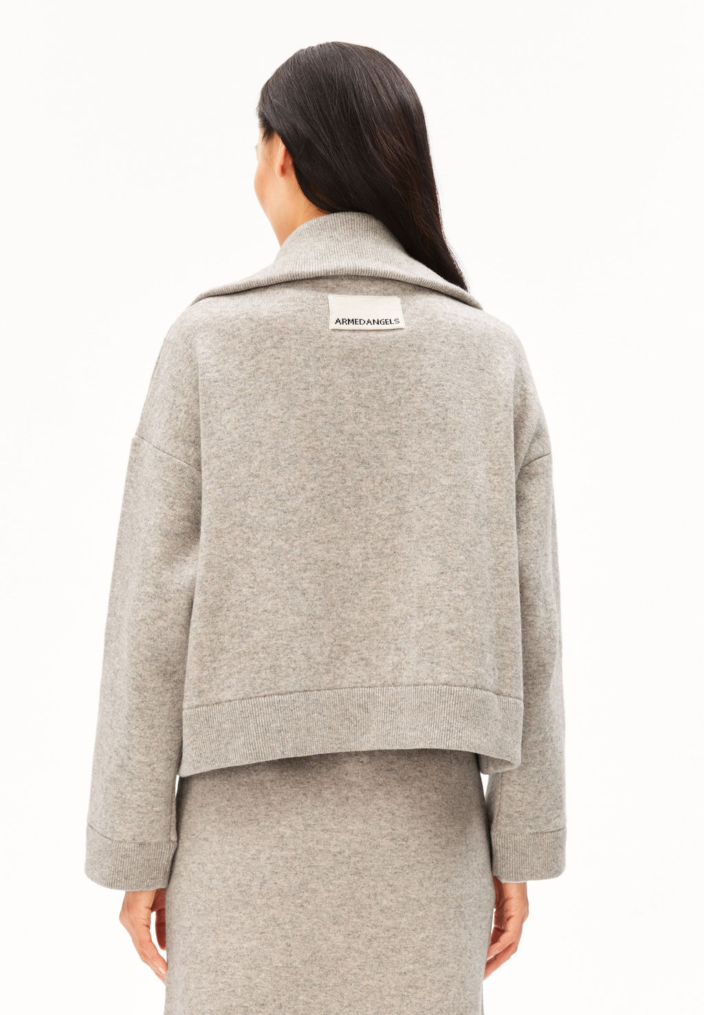 Cotton-Wool Knit Jacket Dark Honey Melange