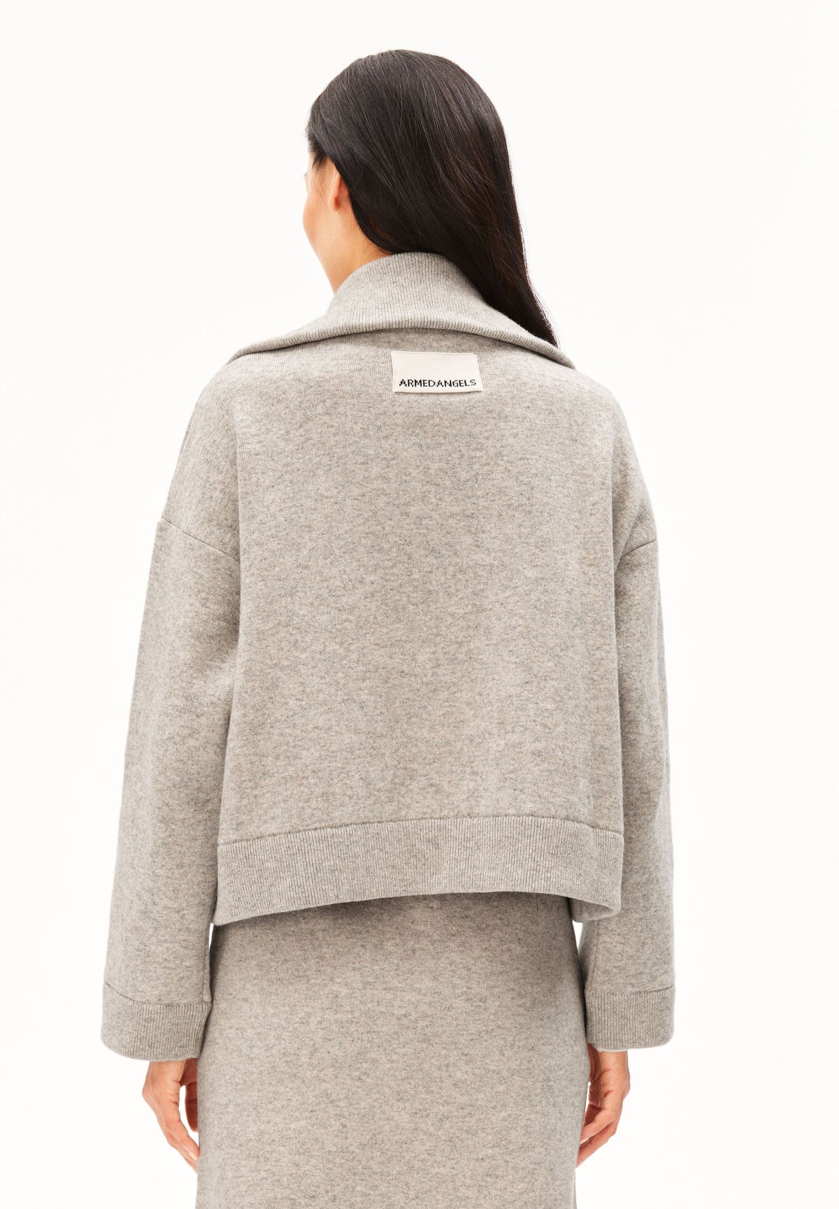 Cotton-Wool Knit Jacket Dark Honey Melange