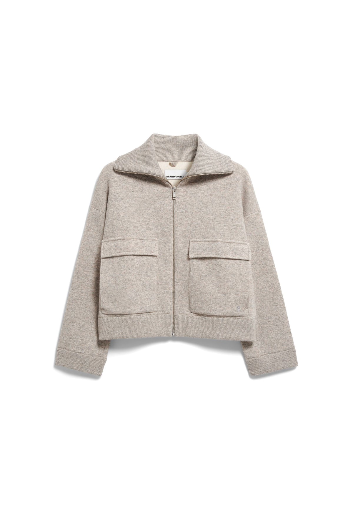 Cotton-Wool Knit Jacket Dark Honey Melange