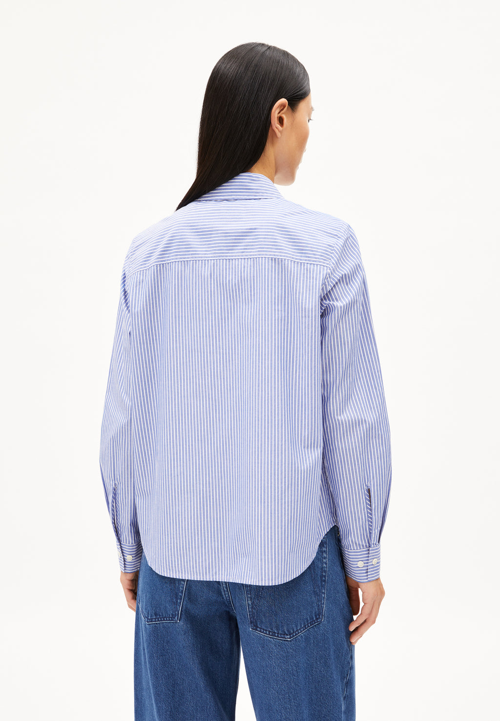 Bluse Louilaa Striped White-Lapis Blue