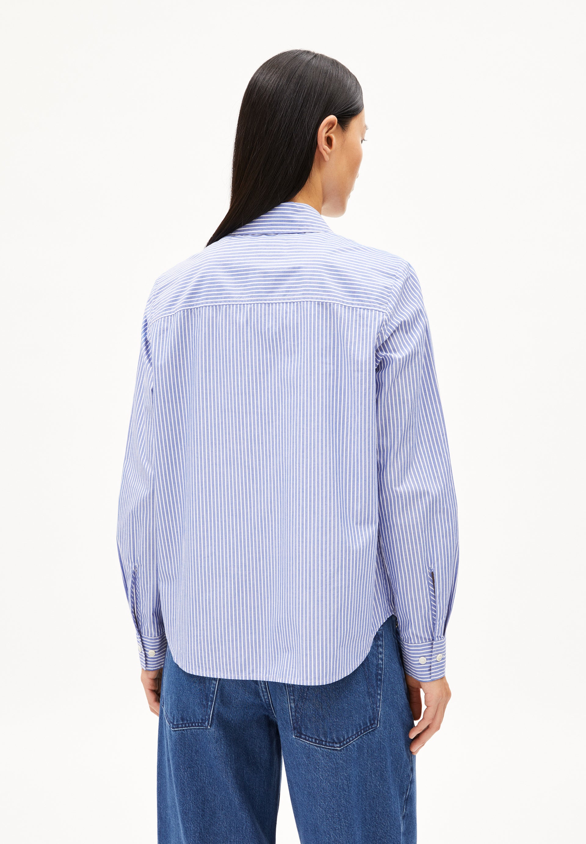 Bluse Louilaa Striped White-Lapis Blue