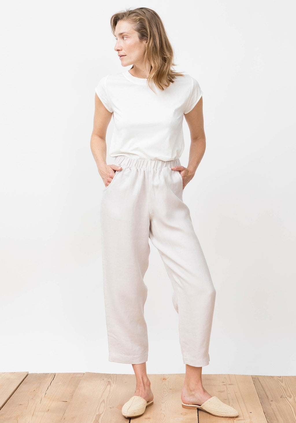 Viento Linen Trousers Grey Lavender