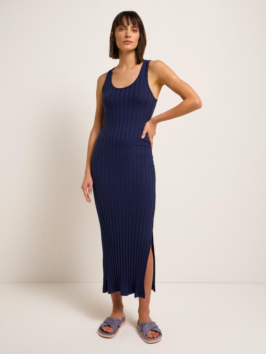 Maxikleid in Rippoptik Night Blue