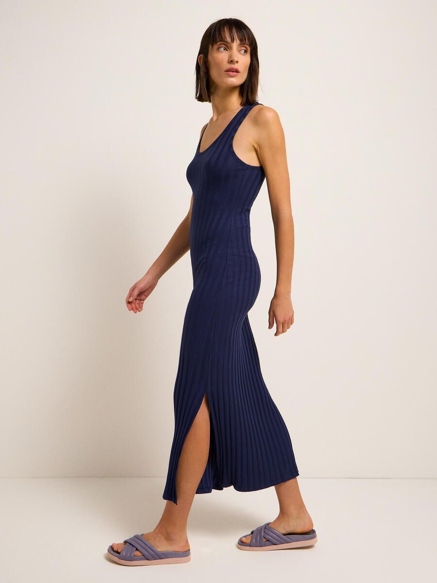 Maxikleid in Rippoptik Night Blue