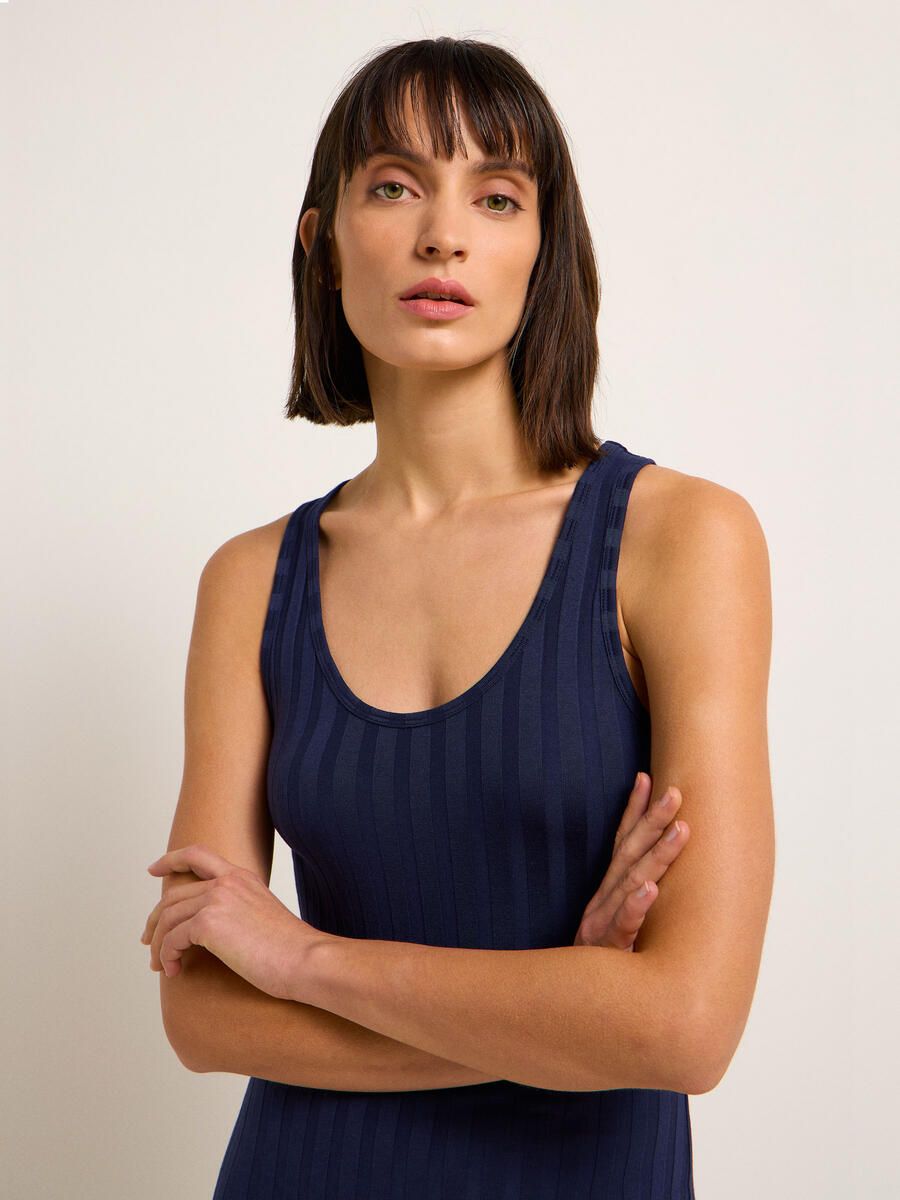 Maxikleid in Rippoptik Night Blue