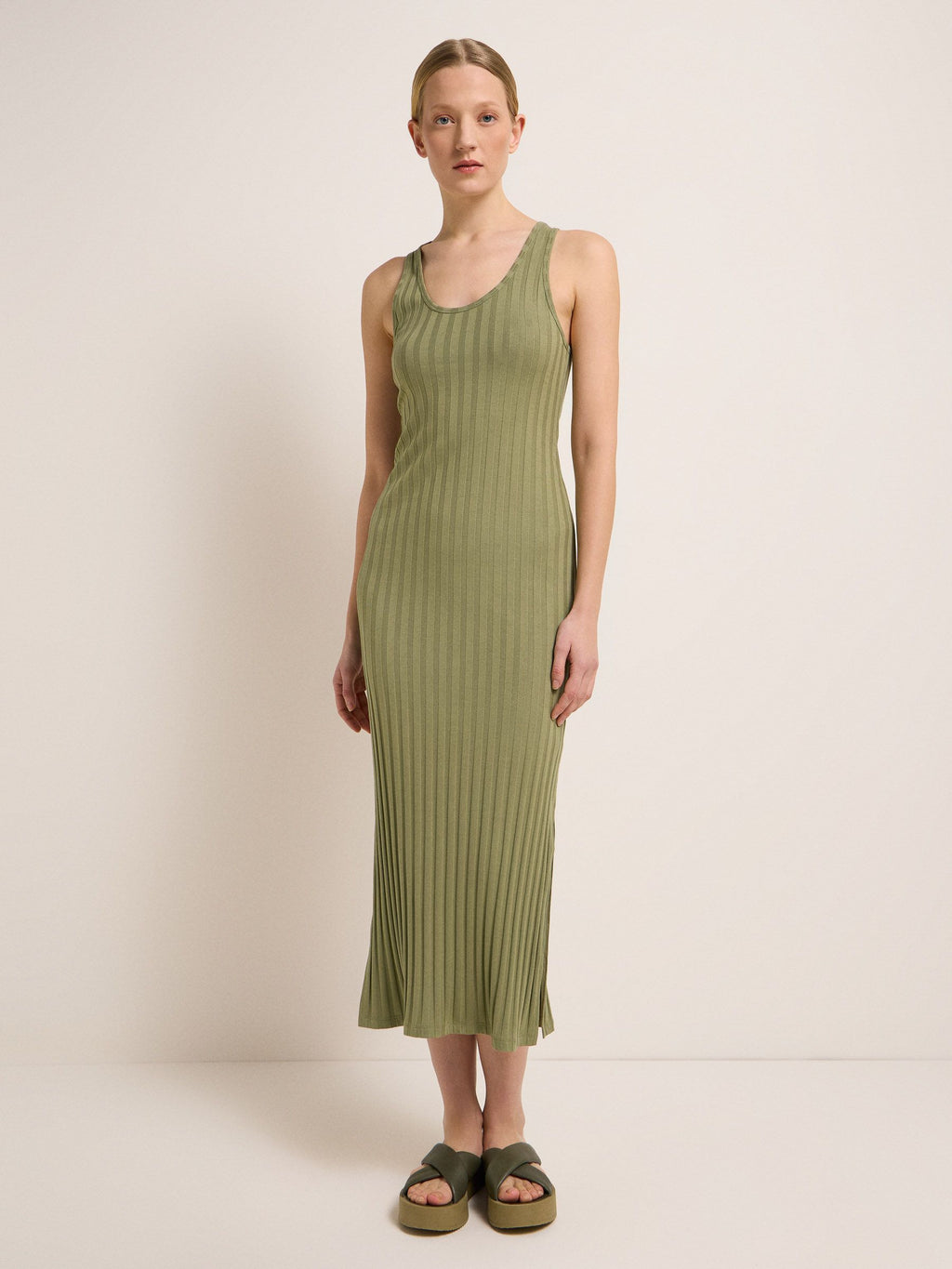 Maxikleid in Rippoptik Tea Leaf