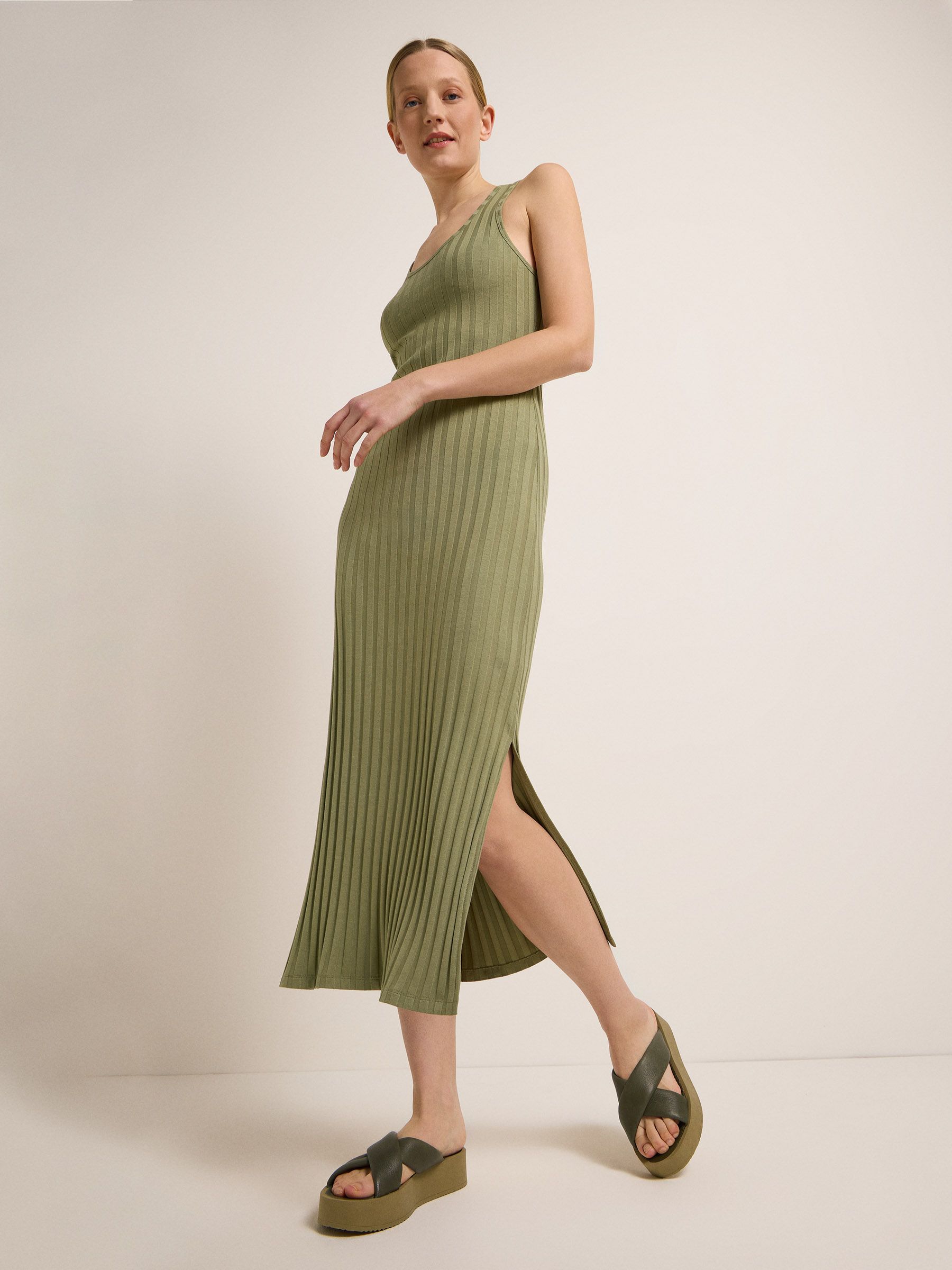 Maxikleid in Rippoptik Tea Leaf