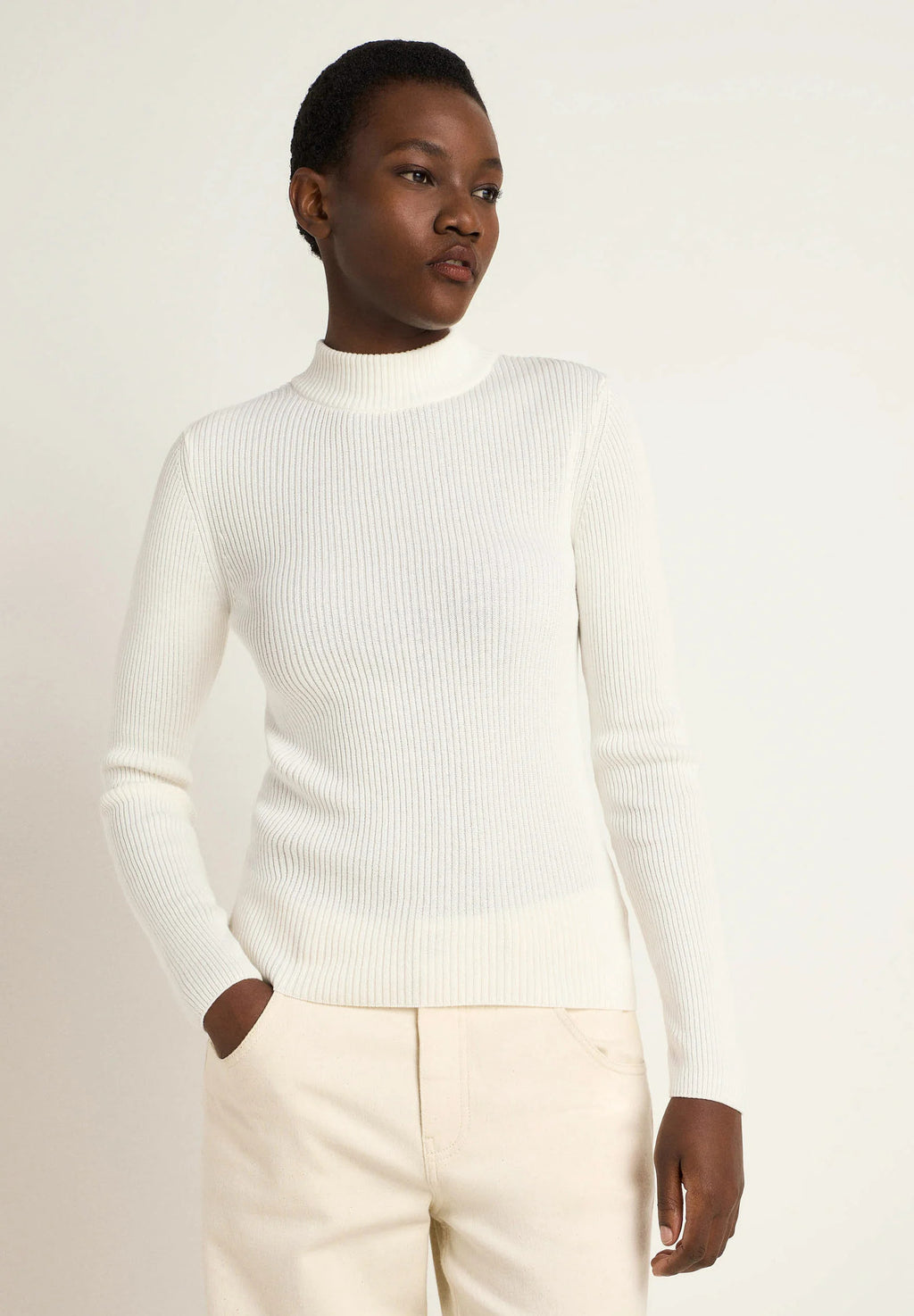 Stehkragenpullover GOTS Off White