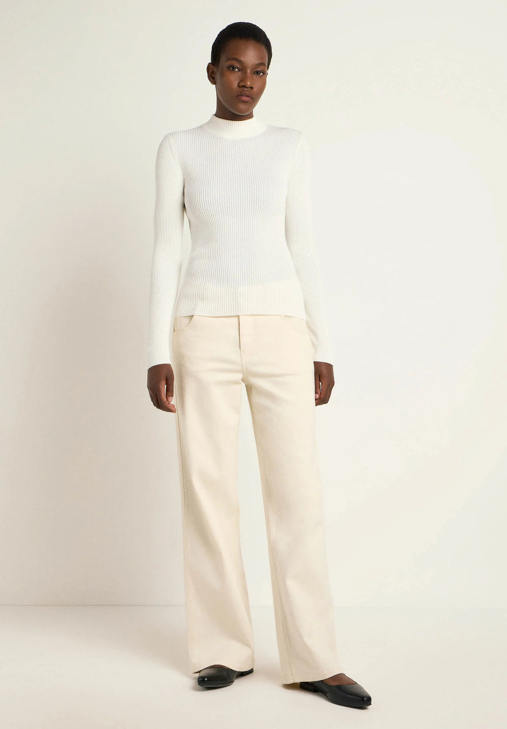 Stehkragenpullover GOTS Off White