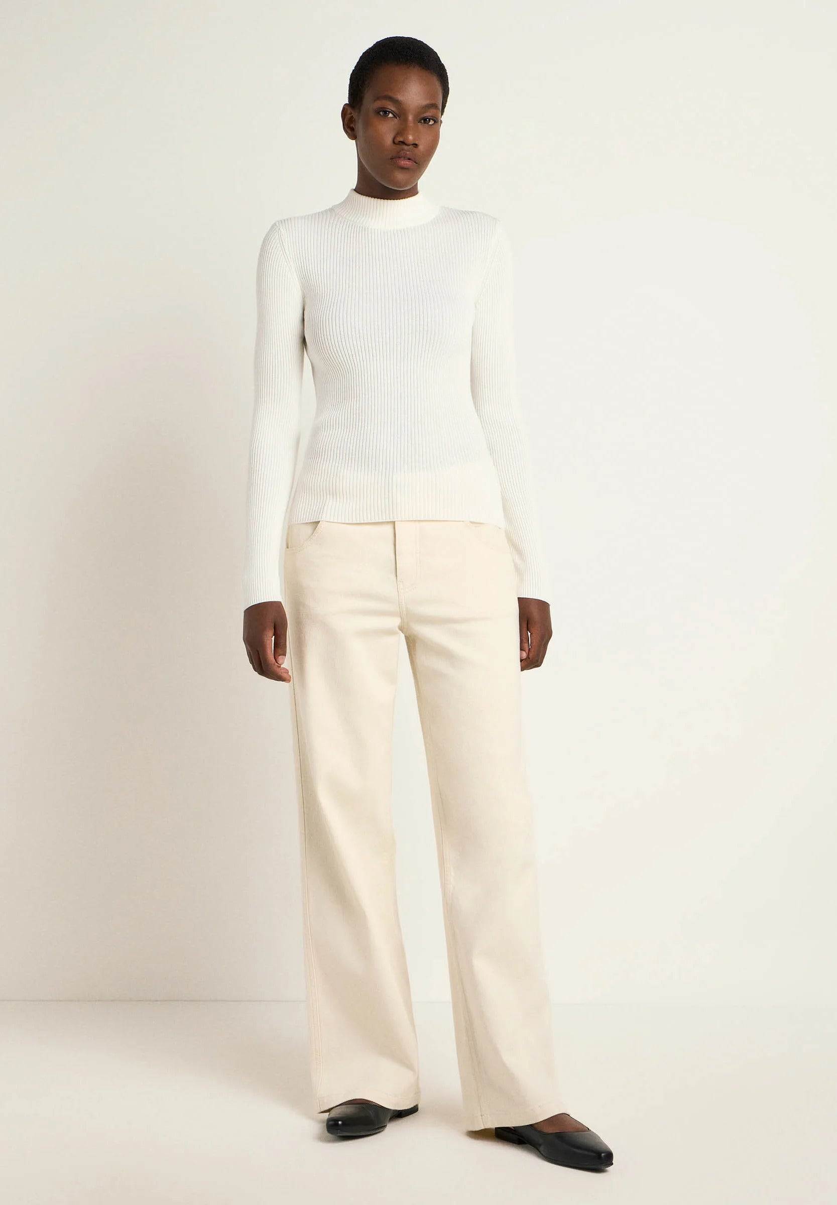 Stehkragenpullover GOTS Off White