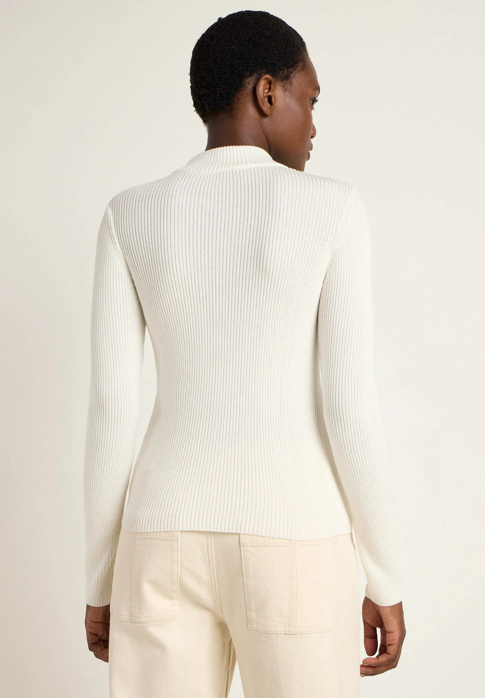 Stehkragenpullover GOTS Off White