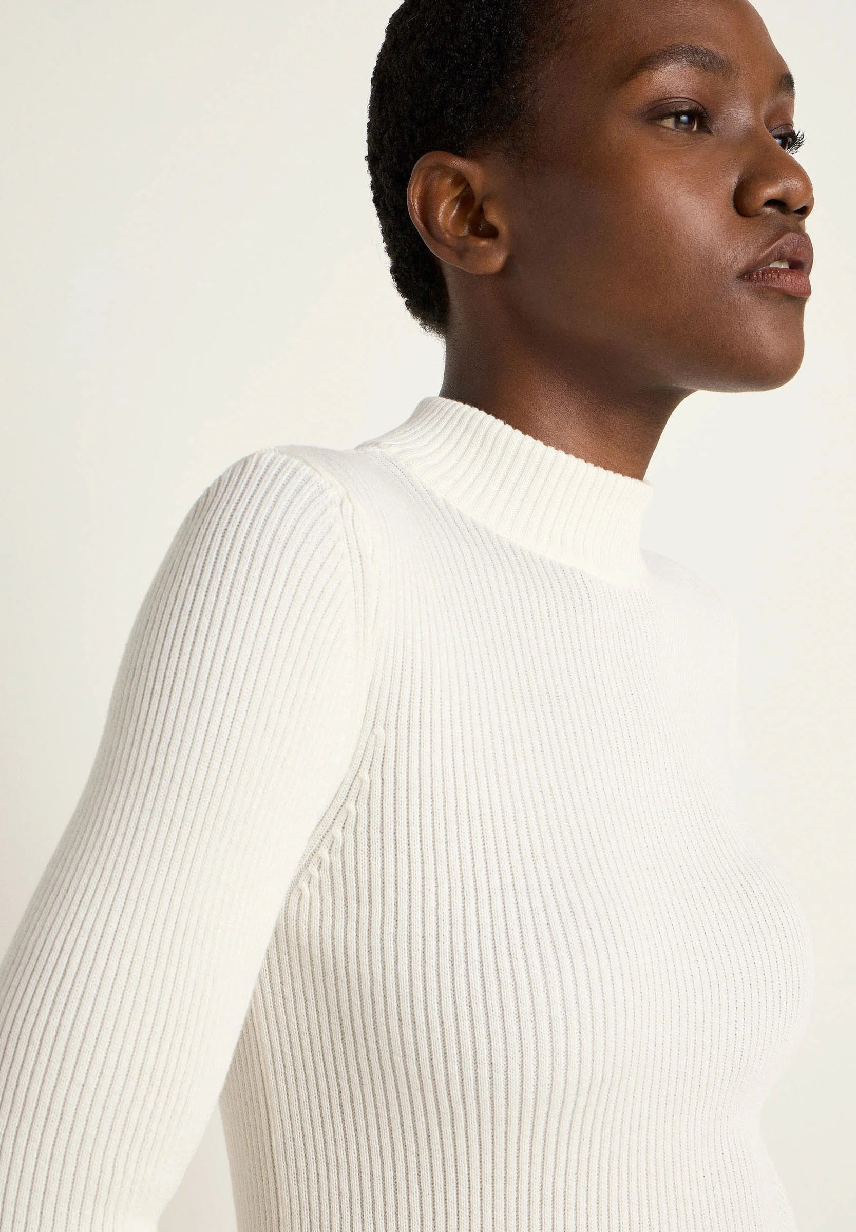 Stehkragenpullover GOTS Off White