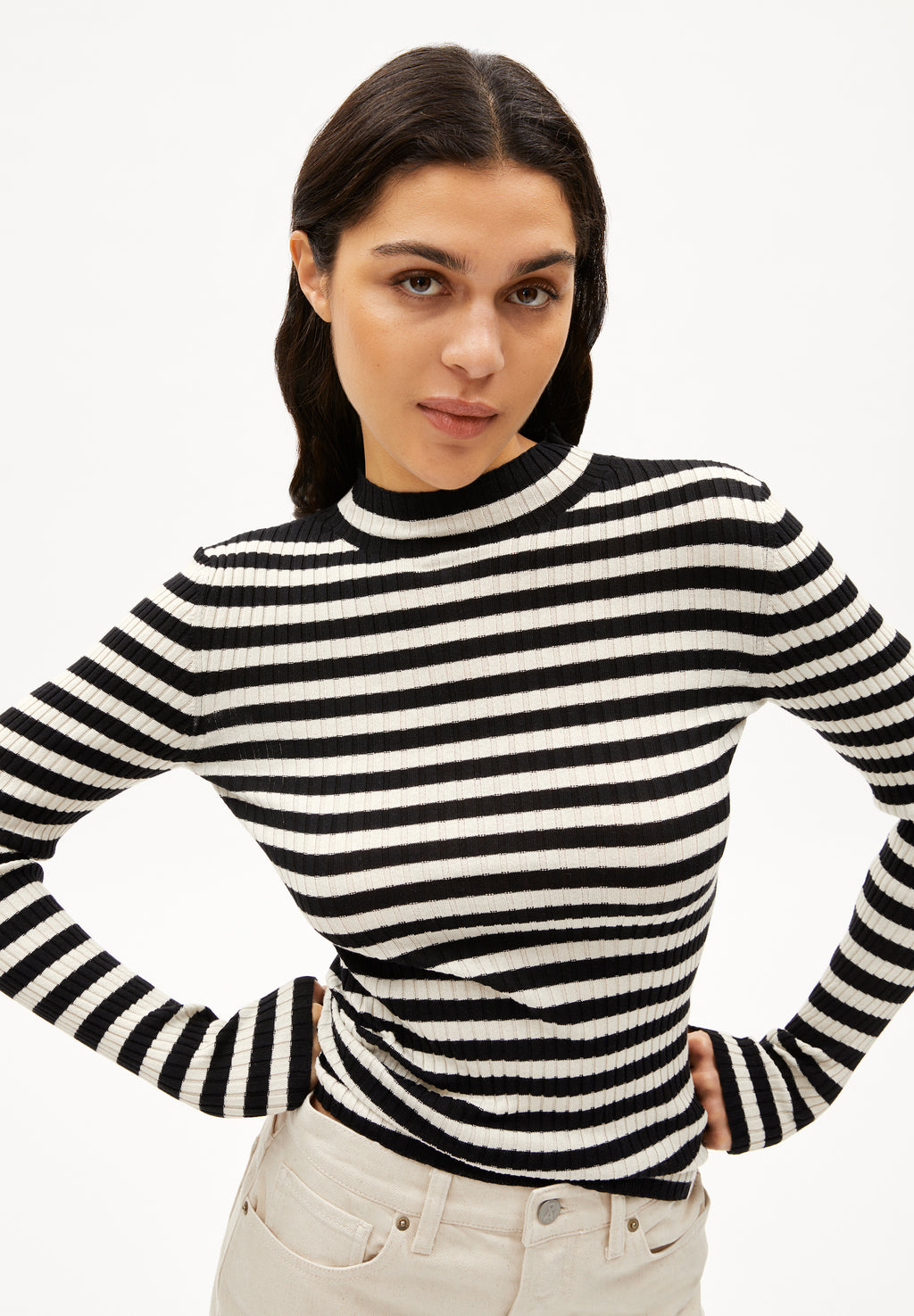Pullover Alaania Black-Oatmilk