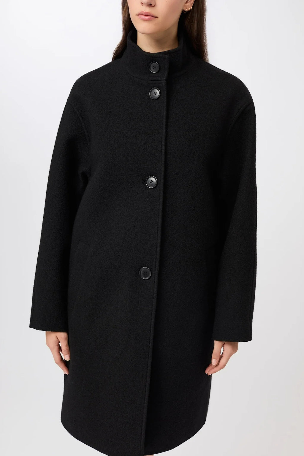 Kurzer Mantel aus Walk mit Membran Black