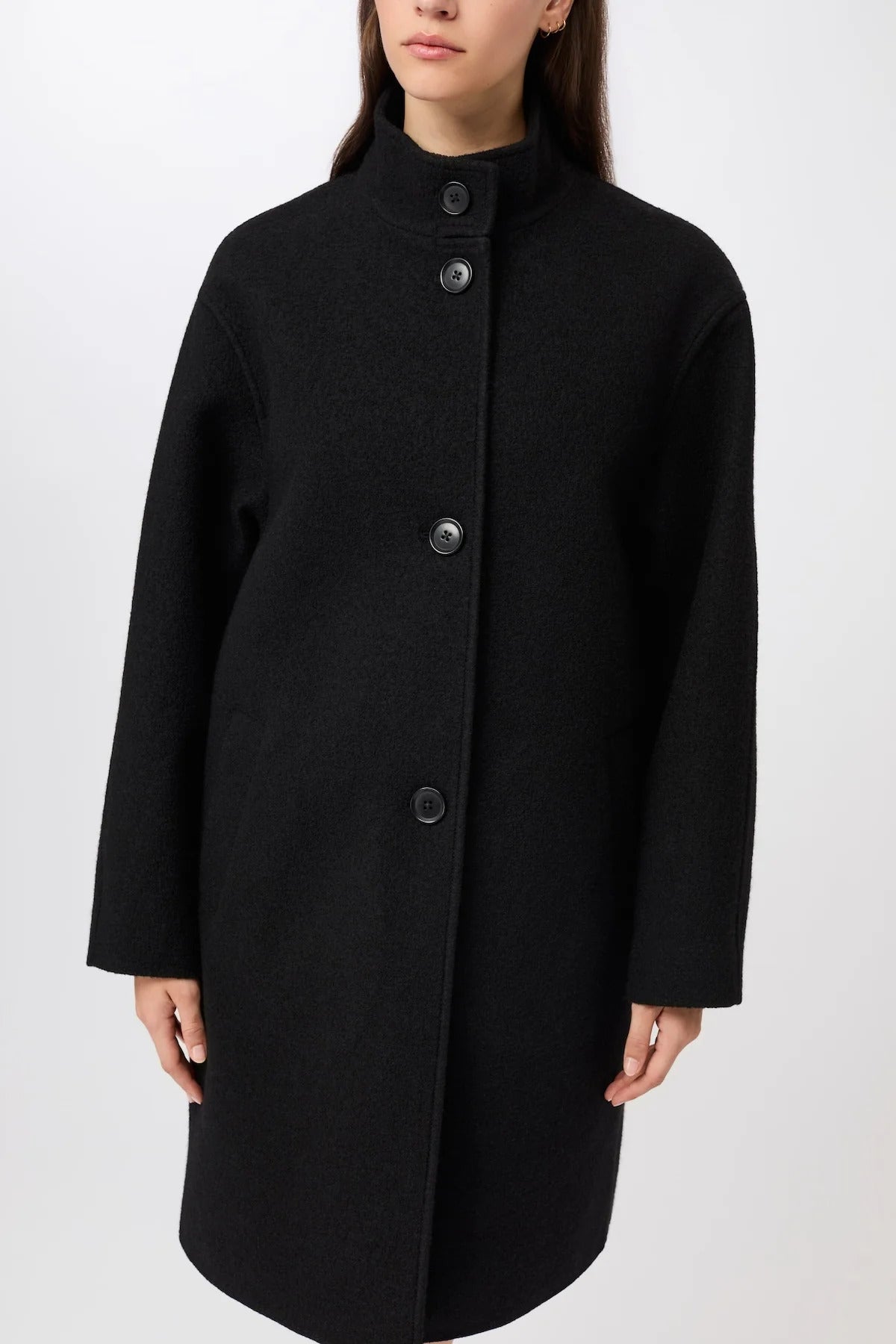 Kurzer Mantel aus Walk mit Membran Black