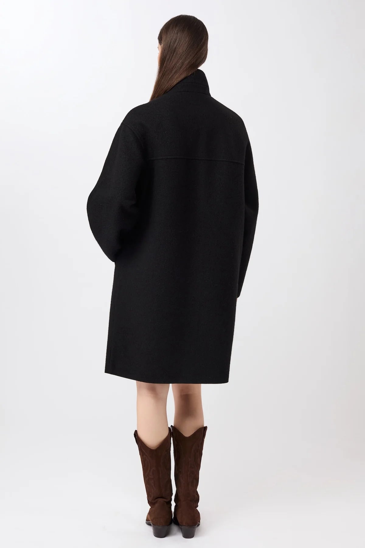 Kurzer Mantel aus Walk mit Membran Black