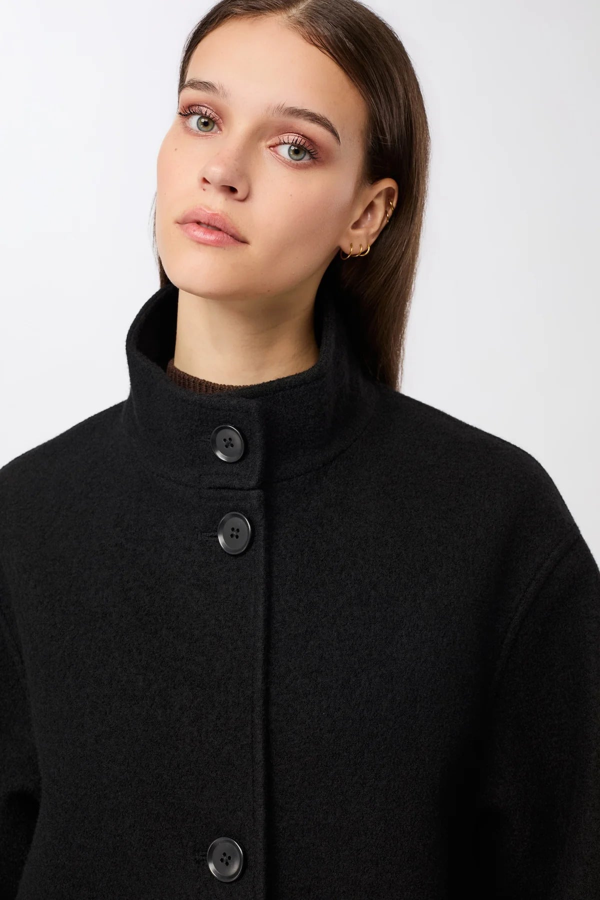 Kurzer Mantel aus Walk mit Membran Black